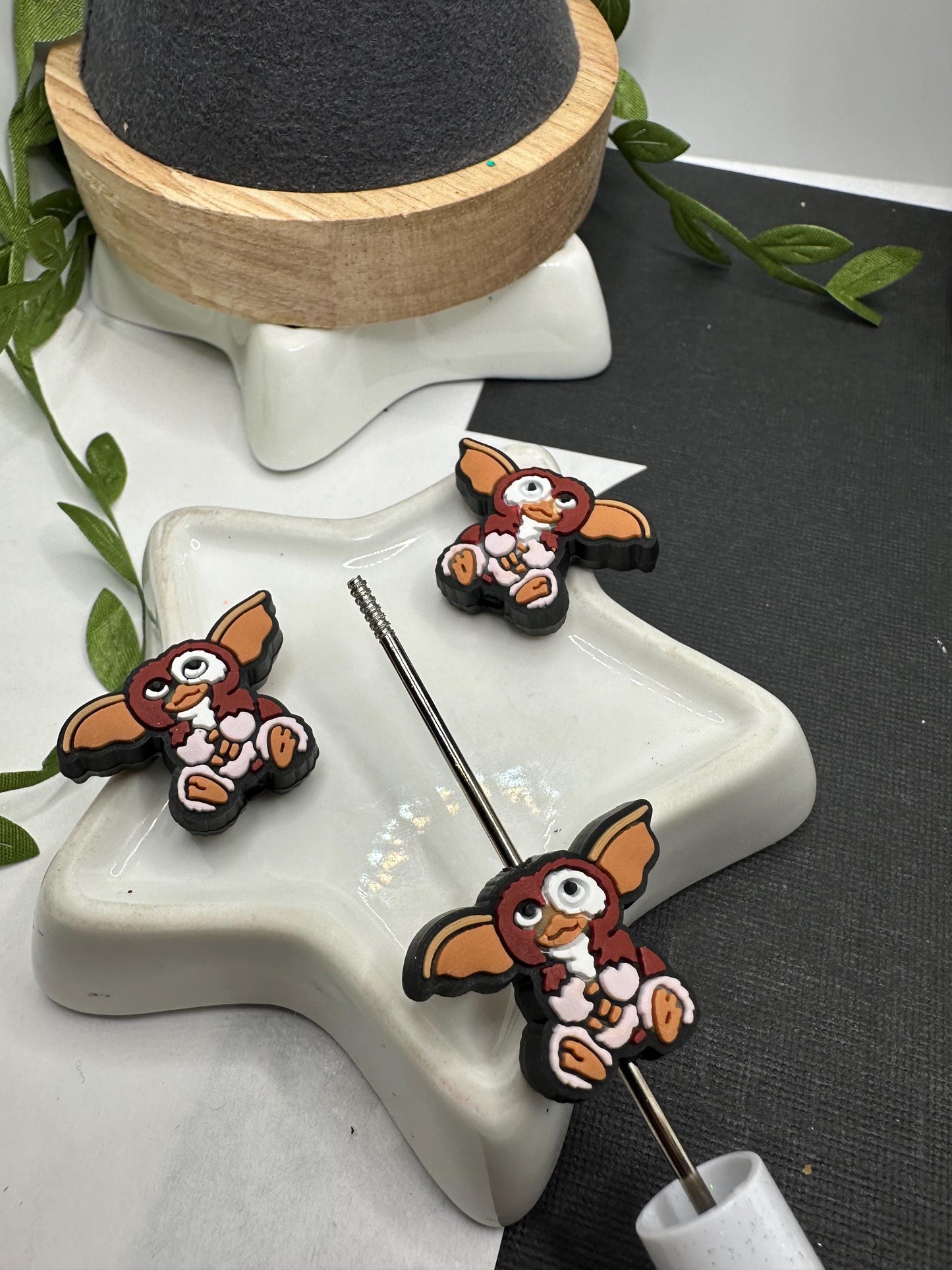 Gizmo movie character bead for pens, crafting beads, supplies, focal, silicone bead, focal for beadable items, beadable supplies 1pc 19.5mm