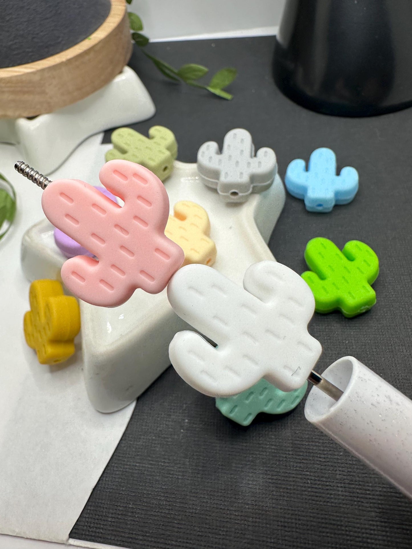 Cactus beads, cute mini cactus Silicone focal, silicone bead, silicone bead for pens, crafting beads, supplies silicone supply bead 24.5mm