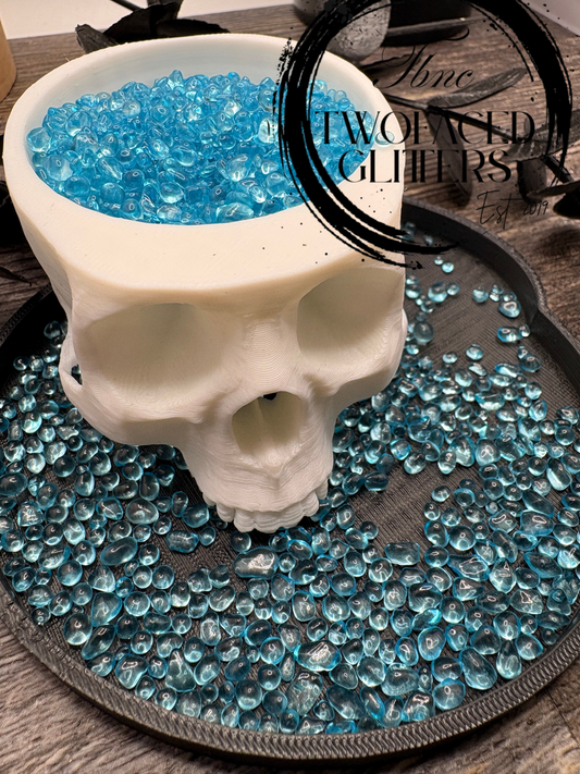Freeform Glass Bead Filler: No Hole, Blue Transparent 1oz Wt.