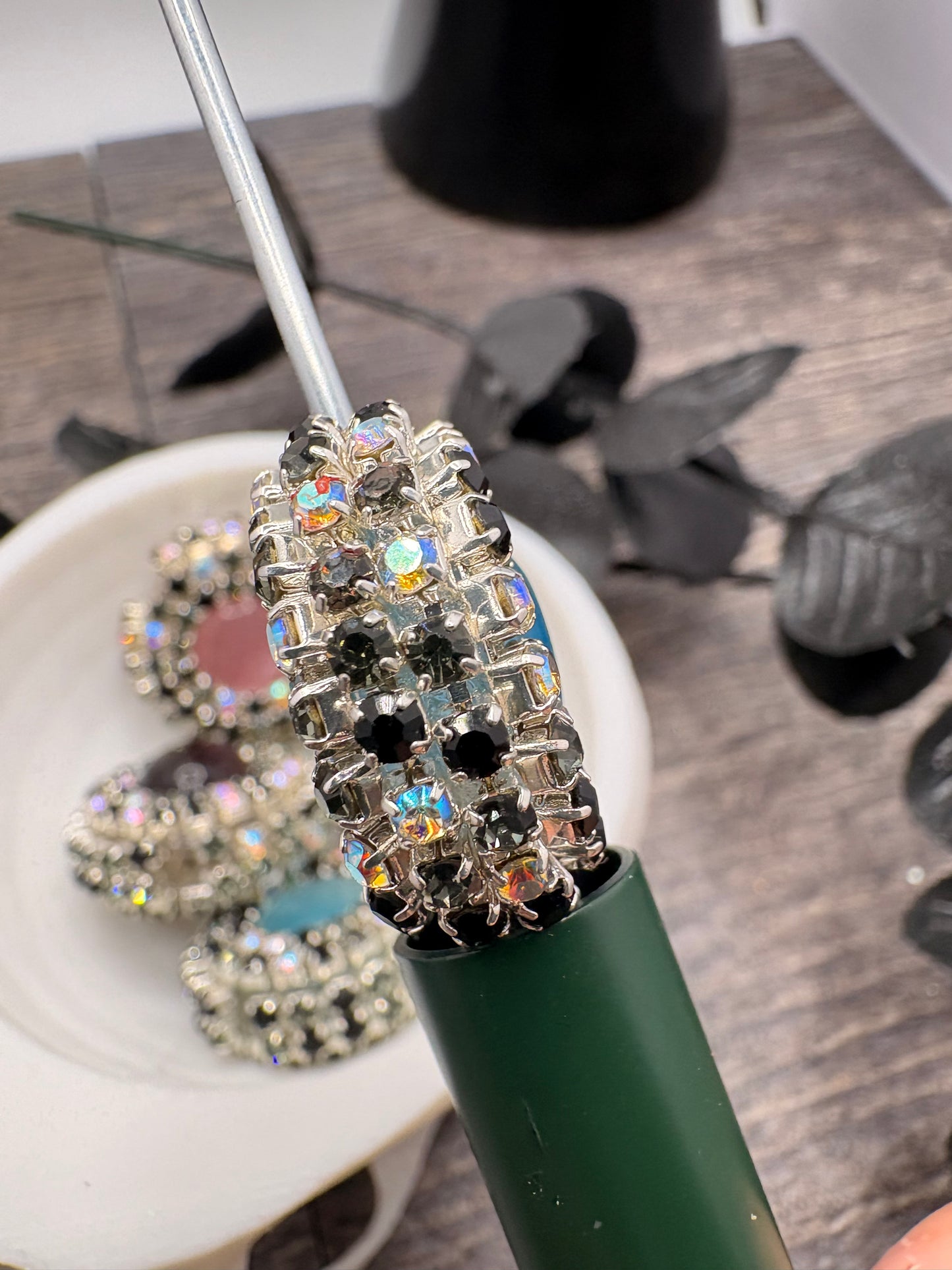 Rhinestone Cateye Jeweled Bead: 23.5mm beads for pens, beading supplies, beading, 1pc
