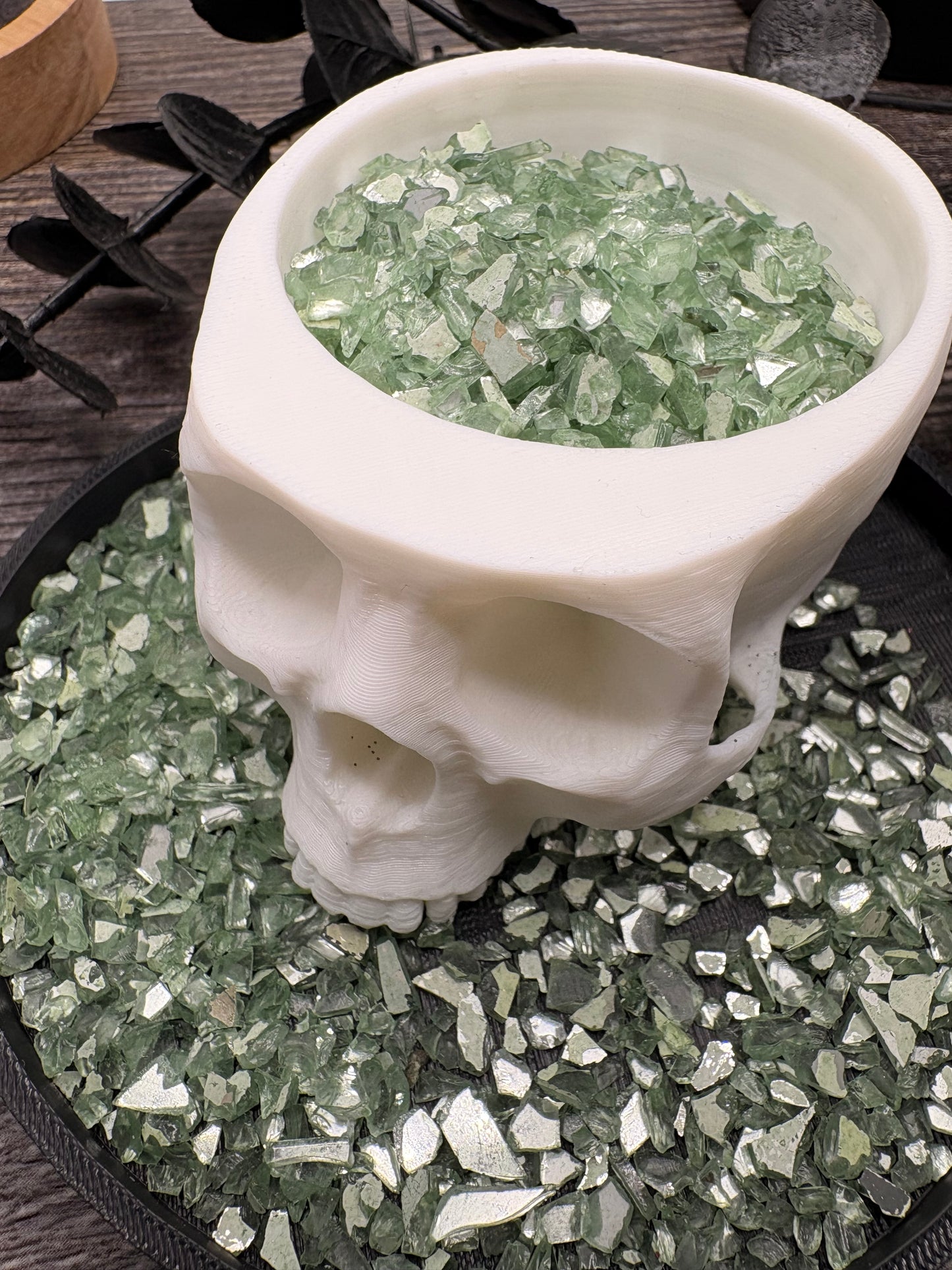 Green: Translucent Crushed glass, resin fillers, candle making supplies 1oz by weight, crushed glass for crafting