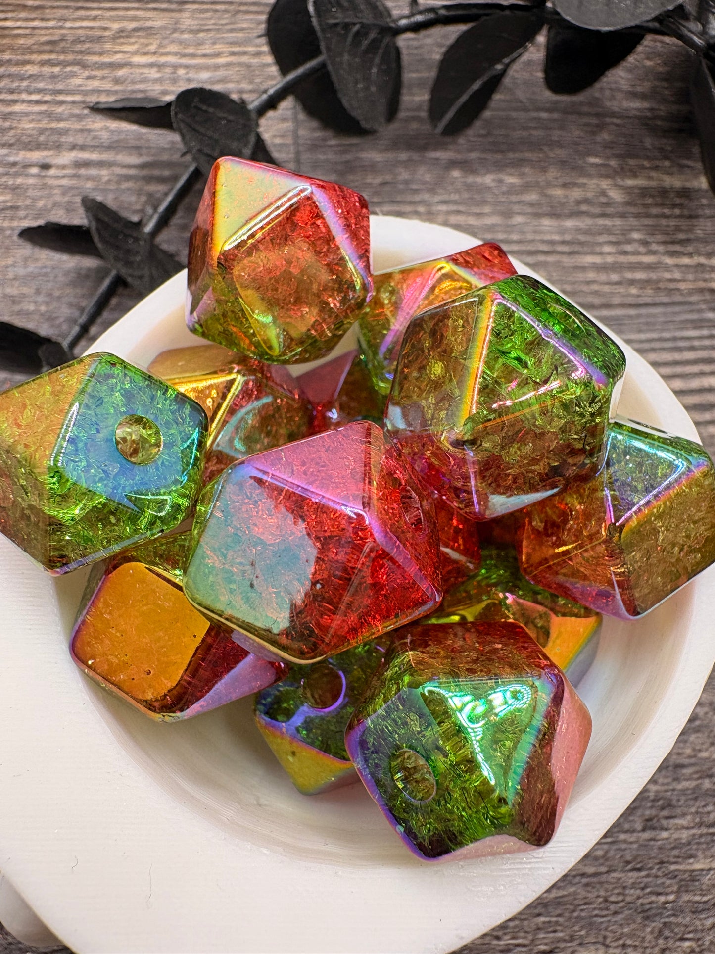 Crackle Meximas Hexagon bead, acrylic 15.5mm beads for pens, beading supplies, acrylic beads