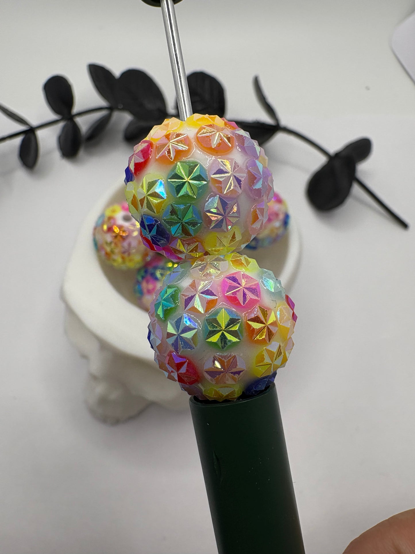 Acrylic neon bling rhinestone Beads, 20mm beads for pens, beading supplies, beading 5pc