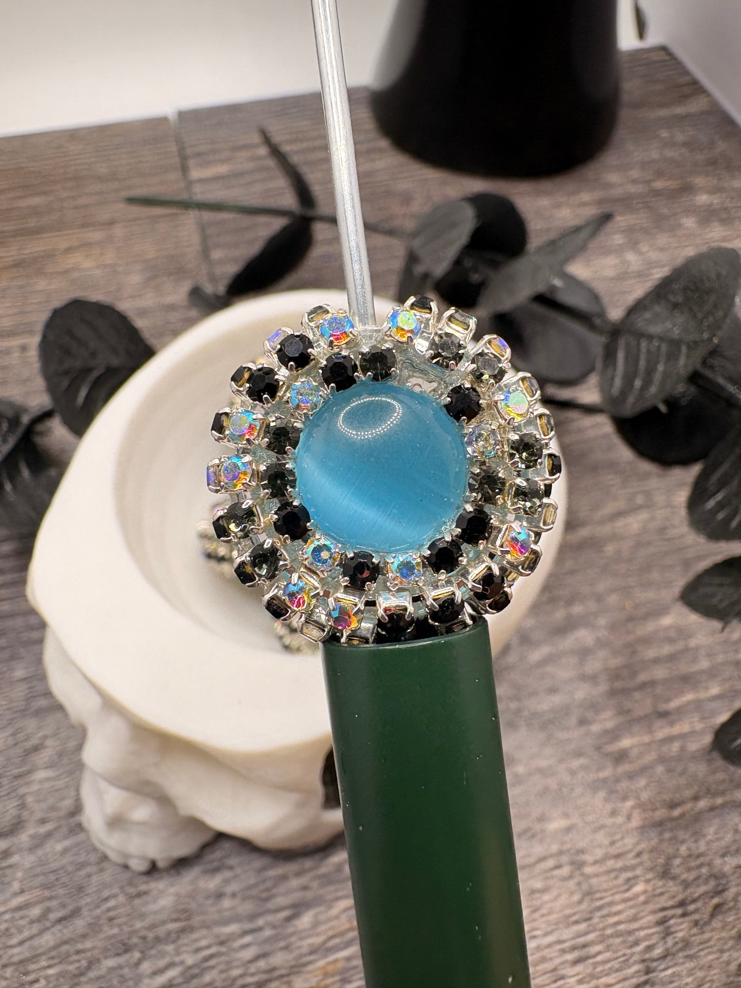 Rhinestone Cateye Jeweled Bead: 23.5mm beads for pens, beading supplies, beading, 1pc