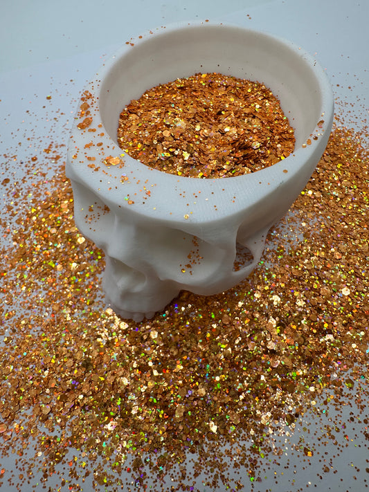 Pumpkin Patch: holographic chunky glitter mix, crafting supplies glitter, custom mix, resin supplies, resin glitter, orange holographic