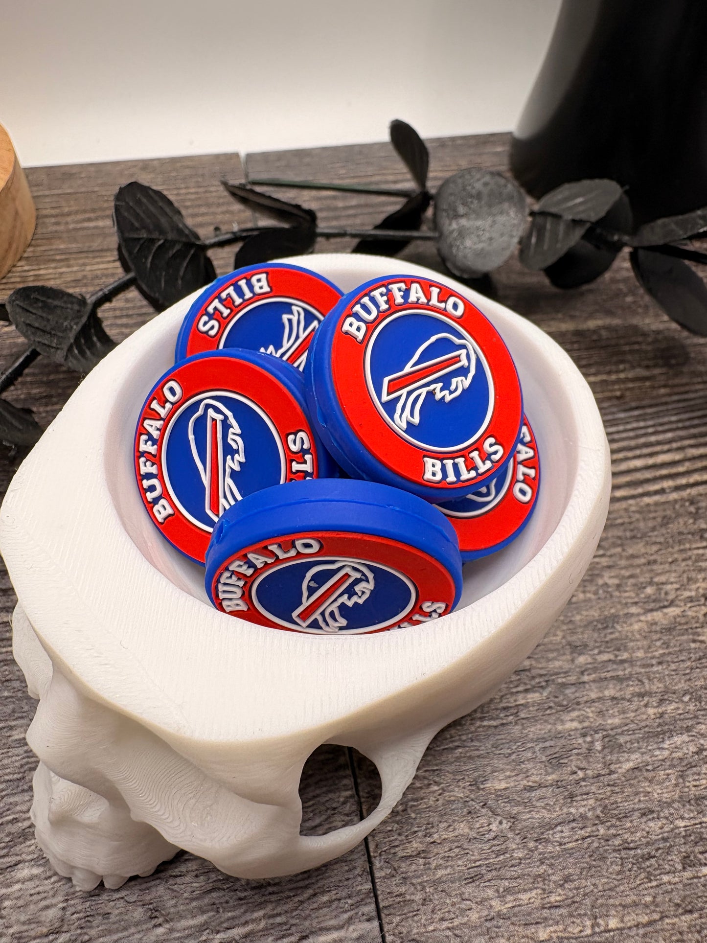 Bills football pen bead colorful, crafting beads, supplies, focal, silicone supply bead, silicone focal for beadable items, 28mm