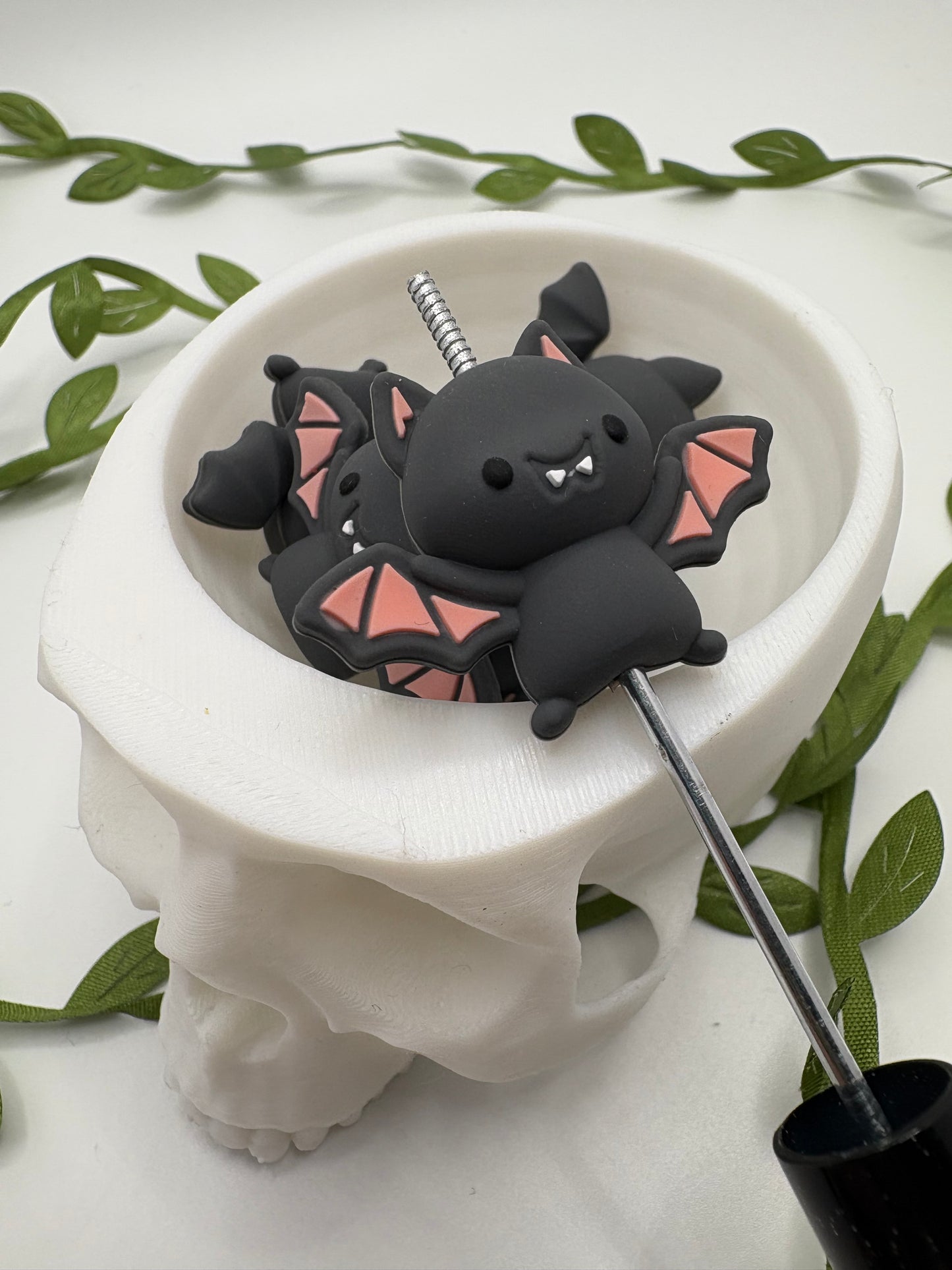 Bat bead 3d, cute silicone bead, beads for pens, printed silicone bead, focal bead, 26.8mm, 1pc