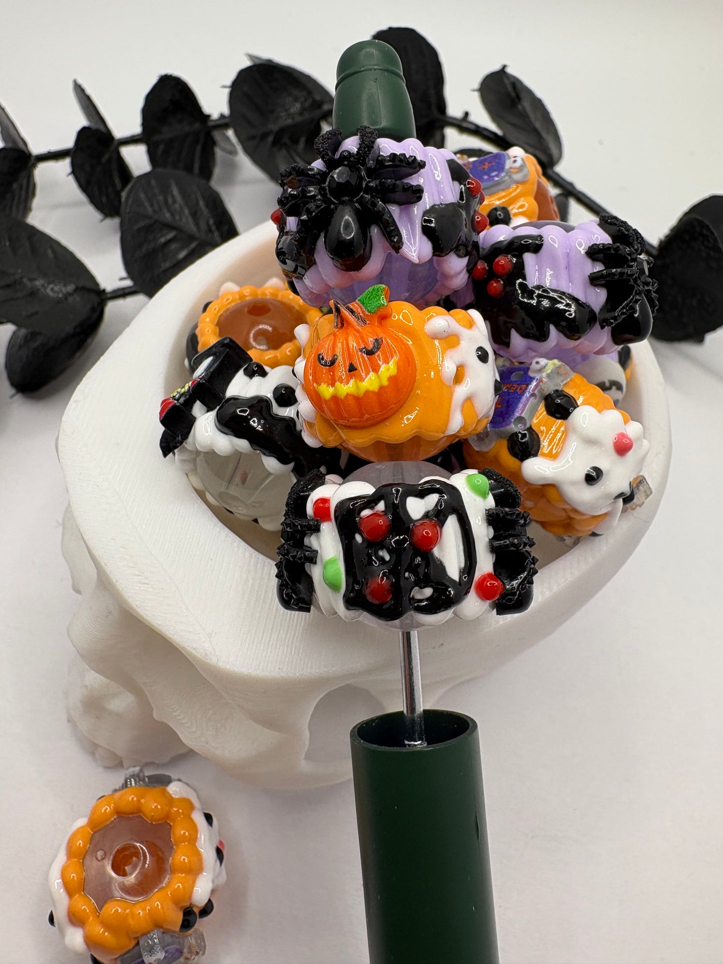 Halloween deco beads, acrylic 15mm beads for pens, beading supplies, mixed color 5pc