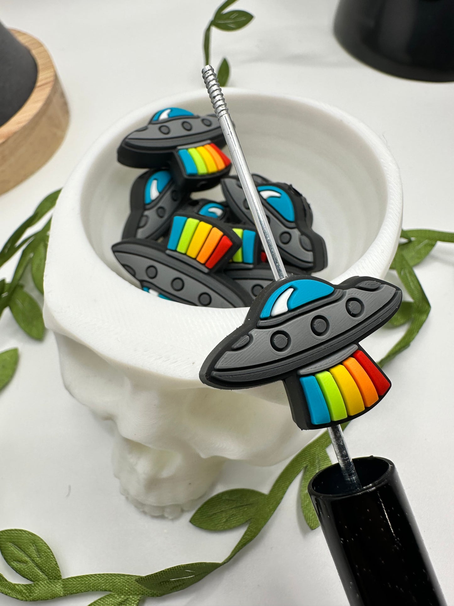 UFO space bead, bead for pens, crafting beads, supplies, focal, supply bead, silicone focal beadable items, 1pc, 20mm