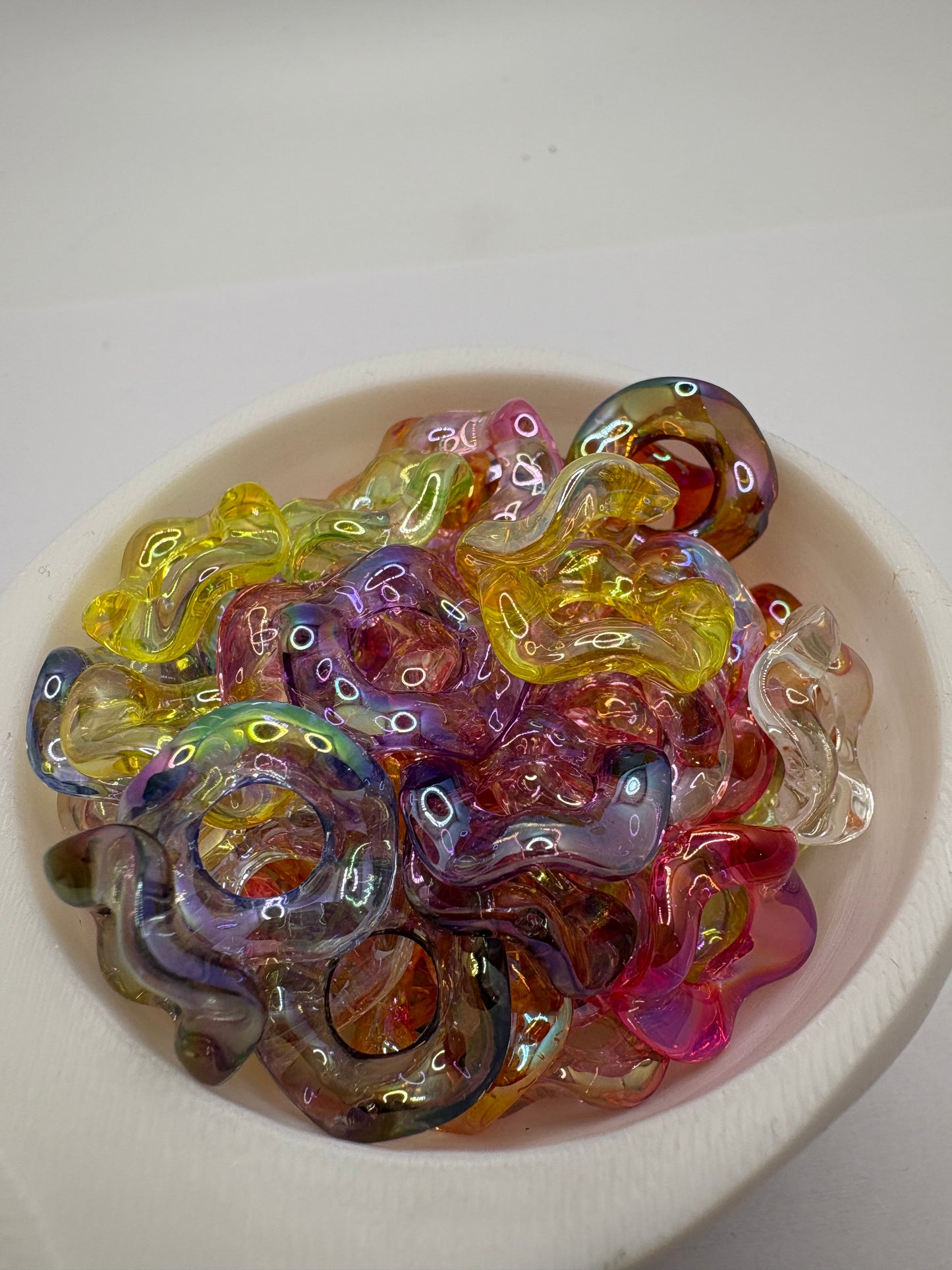 Acrylic Iridescent mix Wavy spacer, 16mm beads for pens, beading supplies, beading, 10pc bag