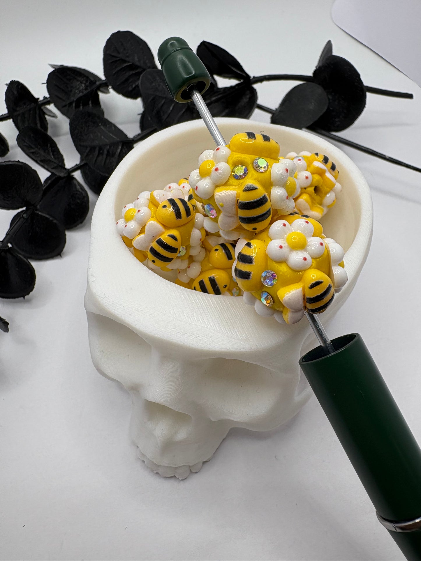 Bee fancy rhinestone Beads, 16.5mm beads for pens, beading supplies, beading, 2pc