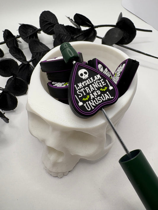 Strange funny Bead, Silicone focal bead, cute bead for pens, double sided print 27mm, 1pc