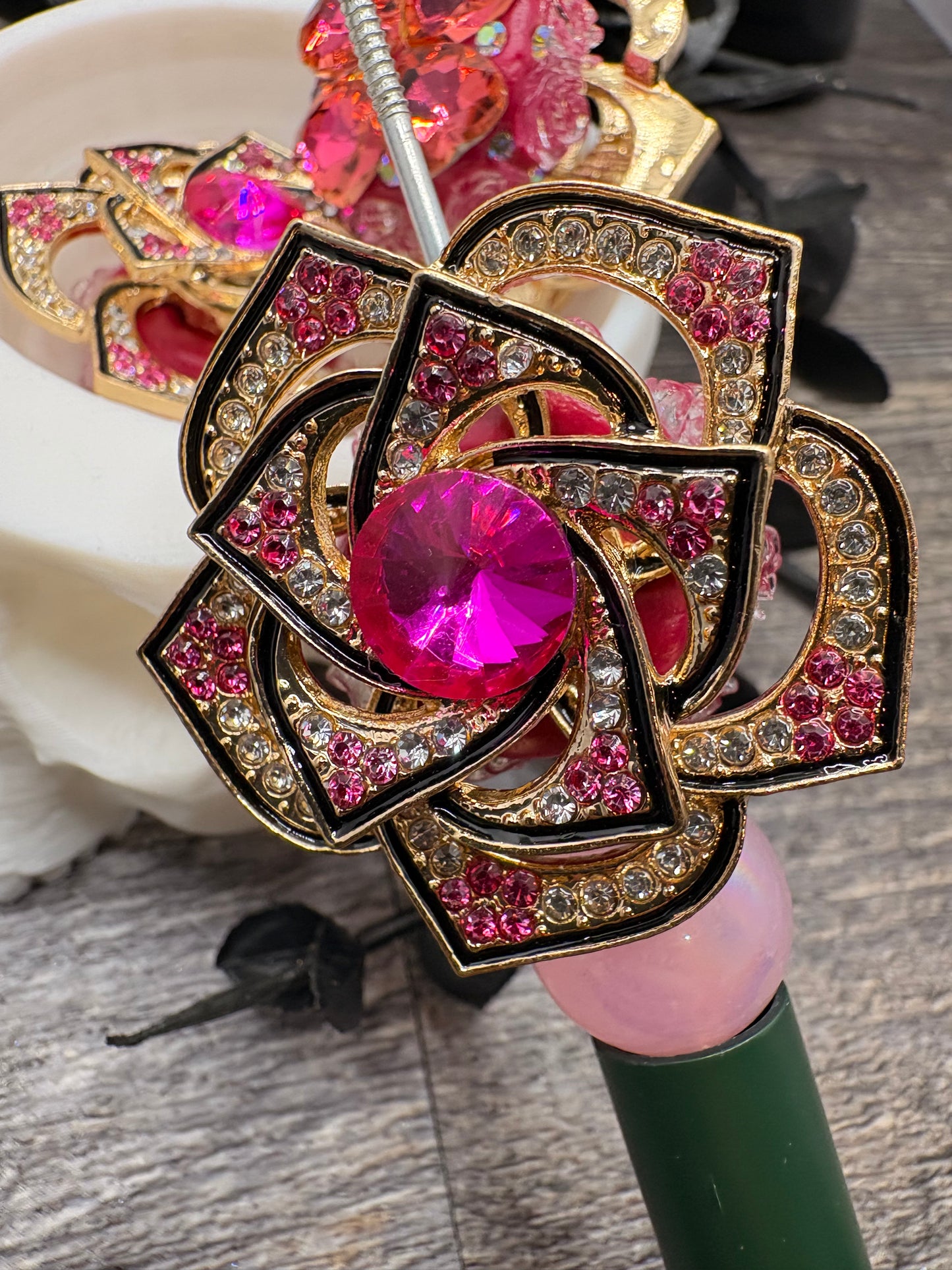 Pink Big Spinner Flower Bead, 1pc 40mm