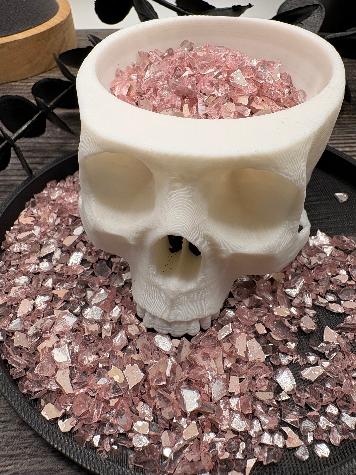 Rose: Translucent Crushed glass, resin fillers, candle making supplies 1oz by weight, crushed glass for crafting