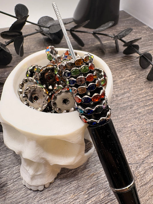 Multicolor Gunmetal Rhinestone bead spacer, 15mm, 10pc