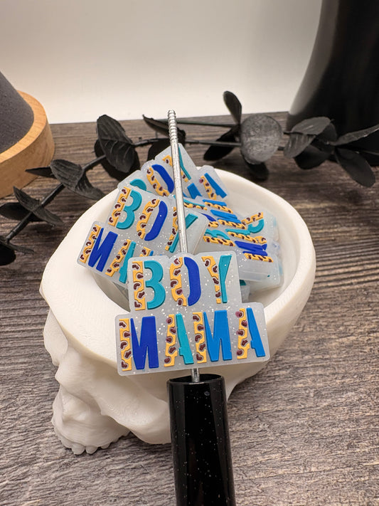 Parent mom pen bead colorful, crafting beads, supplies, focal, silicone supply bead, silicone focal for beadable items, 23.5mm