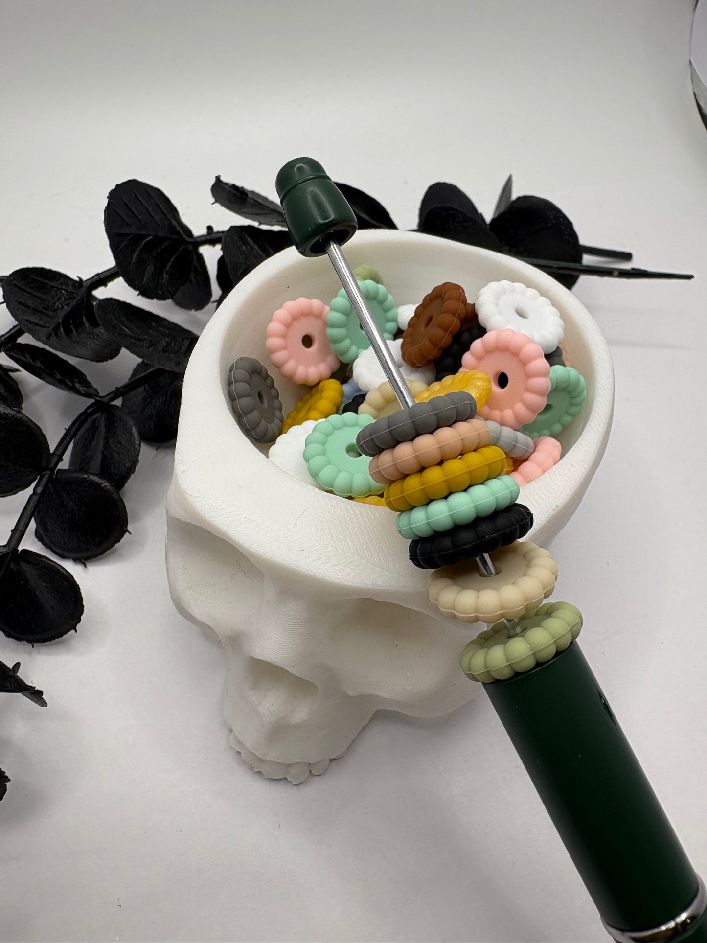 Silicone Disc bead spacer mix, 14.5mm beads for pens, beading supplies, beading, 10pc spacers