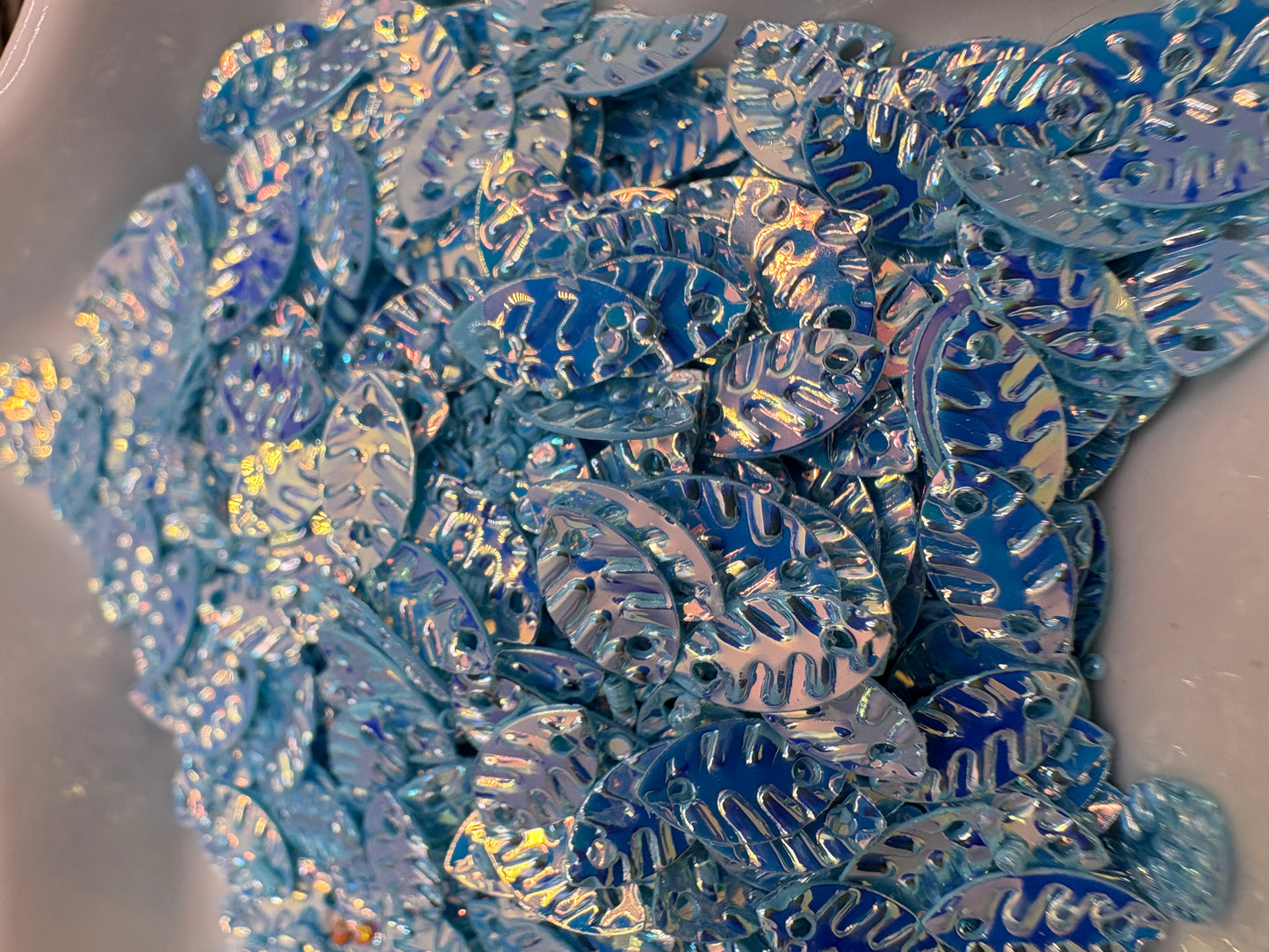 Steel Blue: holographic leaf sequins, 10g Wt.