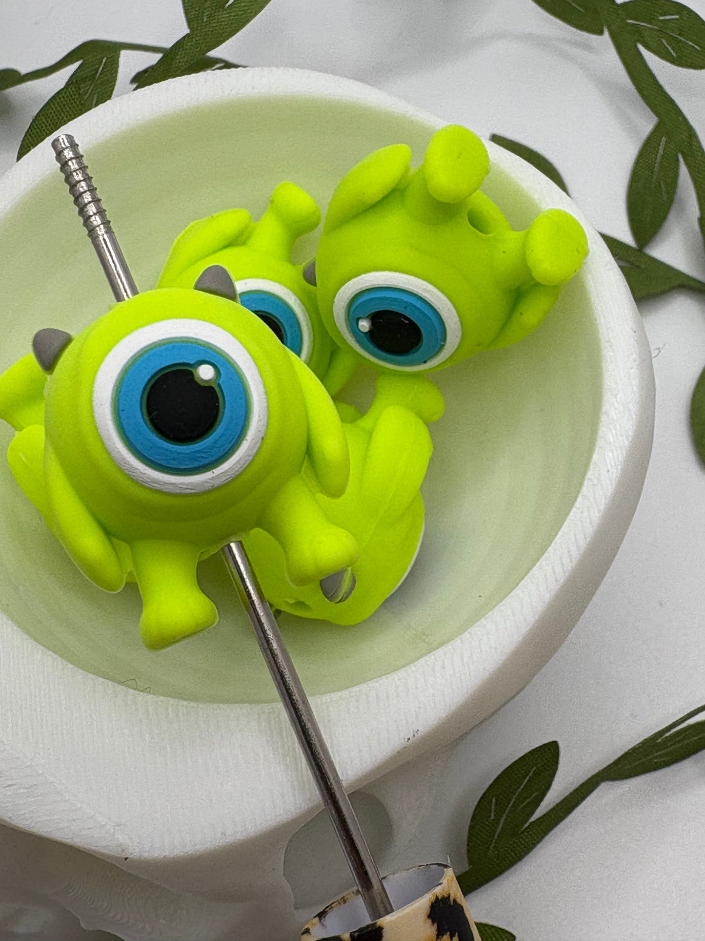 3D Monster, cute silicone bead, beads for pens,  printed silicone bead, focal bead, 24mm, 1pc