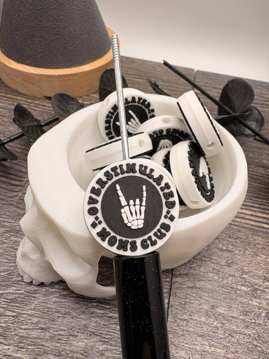 Overstimulated moms club Bead, Silicone focal, silicone bead for pens, crafting beads, supply, focal, 24.5mm