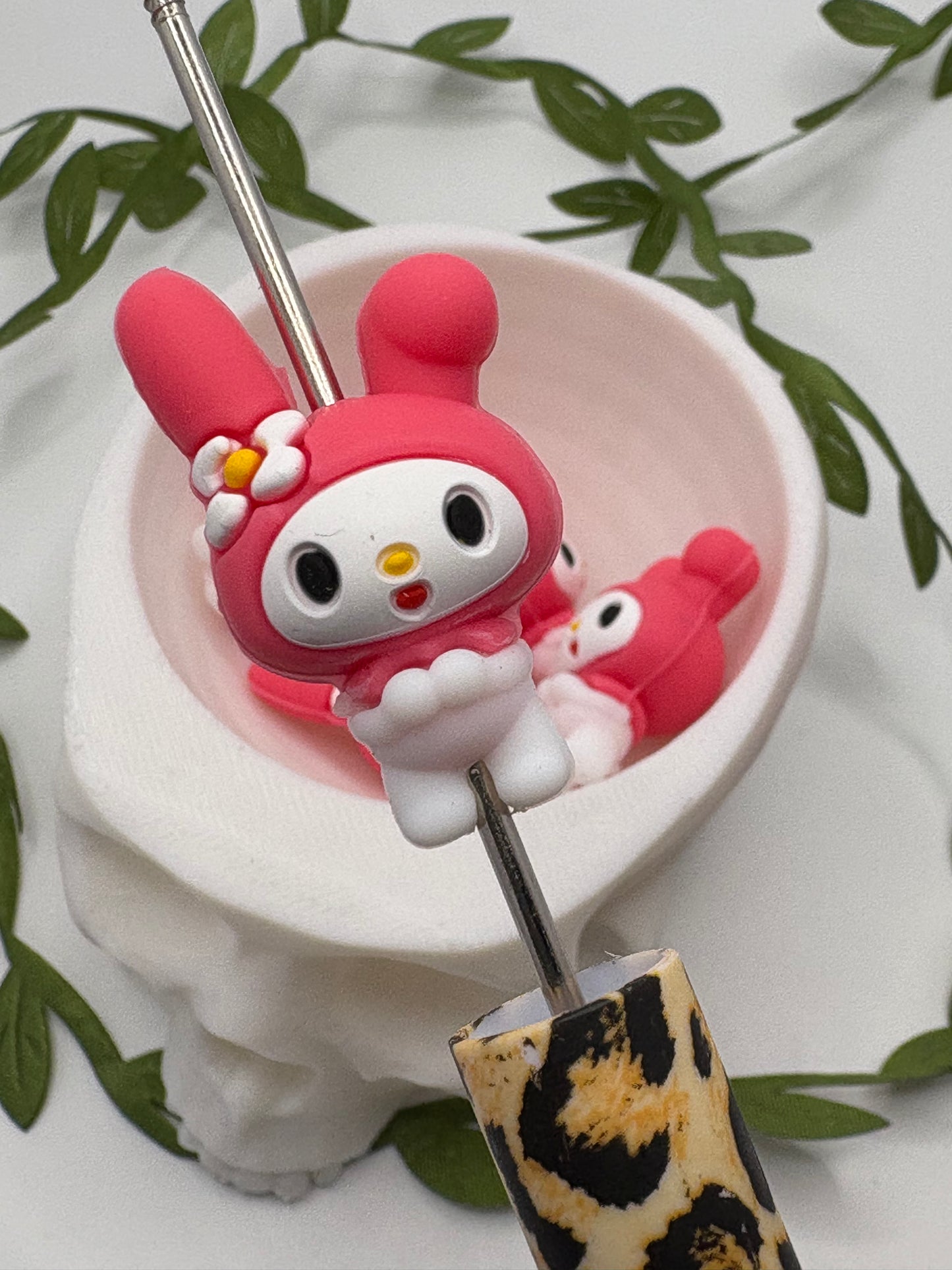 3D Melody, cute silicone bead, beads for pens,  printed silicone bead, focal bead, 31.2mm, 1pc