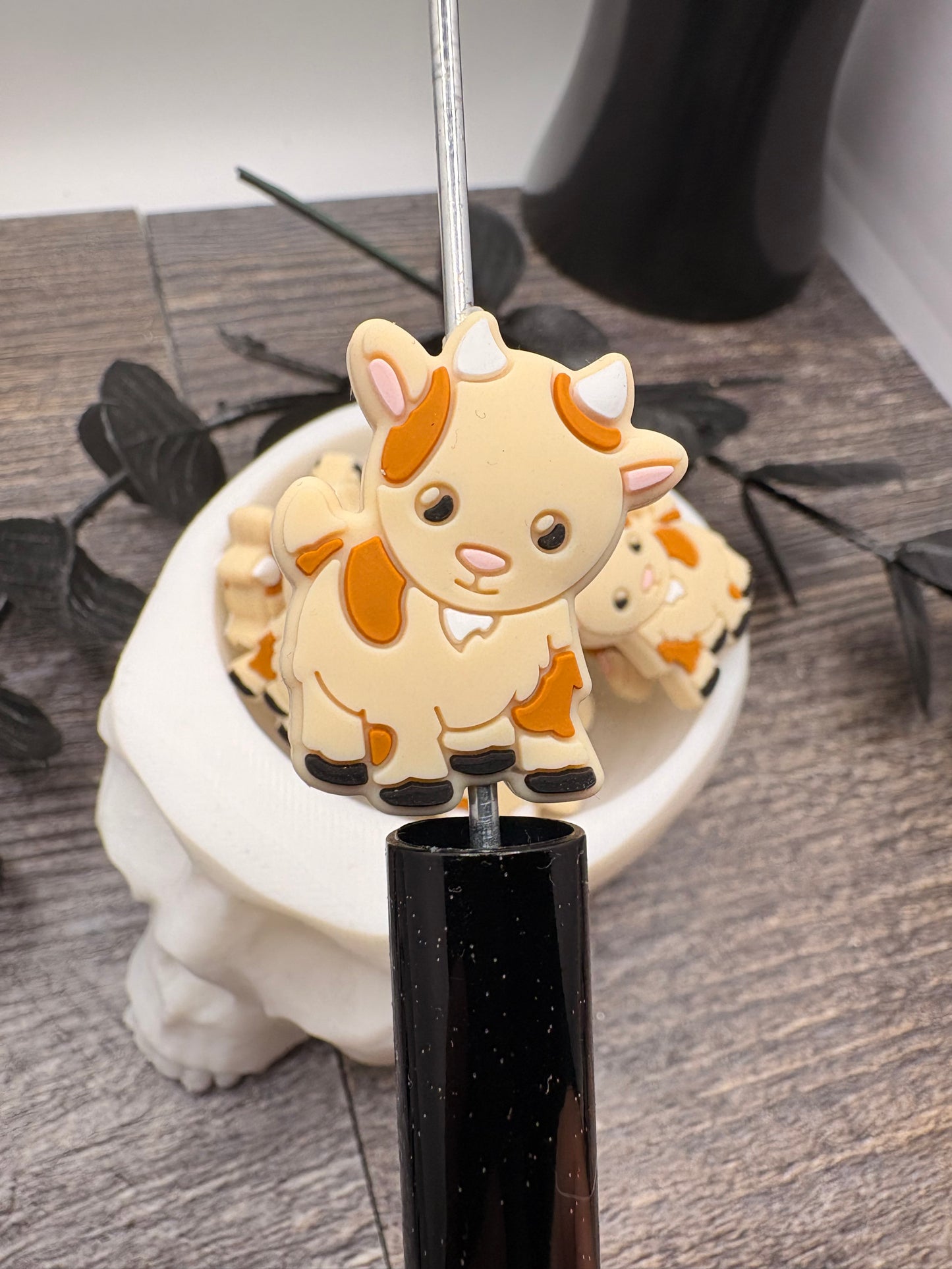 Goat farm animal, Silicone focal, silicone bead for pens, crafting beads, supply focal, 29mm 1pc