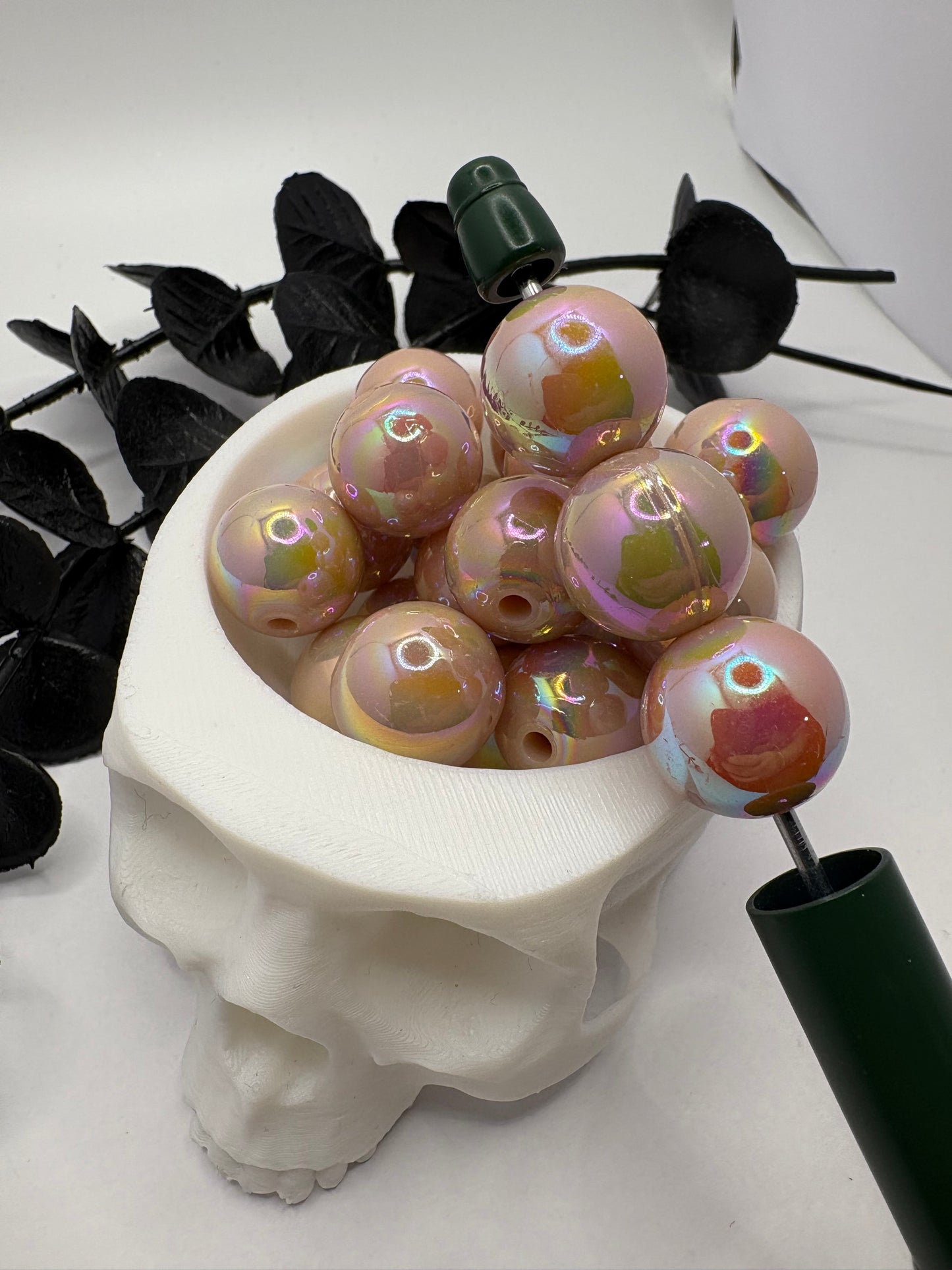 Vanilla Latte Holo bead, acrylic 15.5mm beads for pens, beading supplies, beading Skin tone