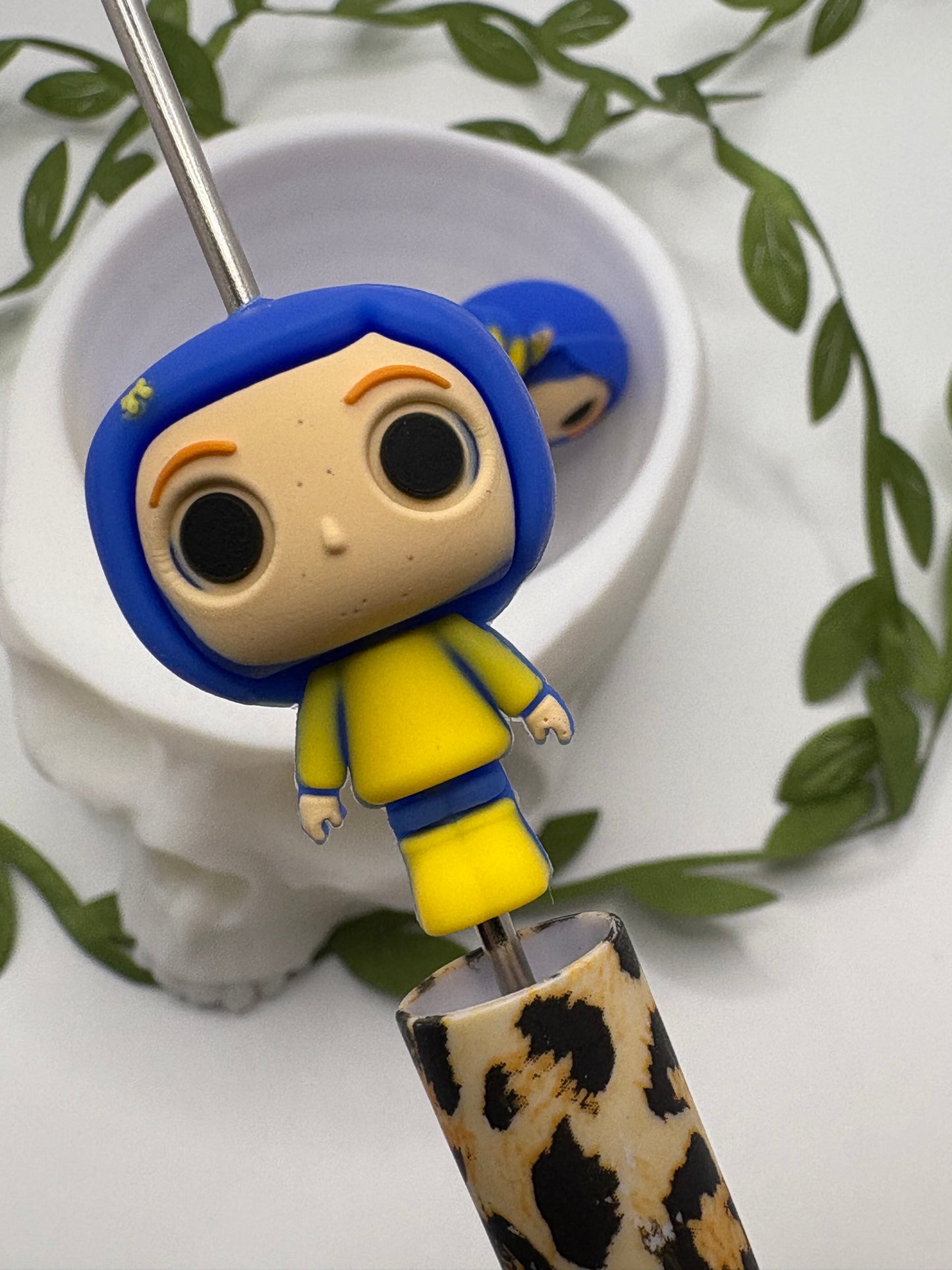 3D Coraline, cute silicone bead, beads for pens,  printed silicone bead, focal bead, 30mm, 1pc