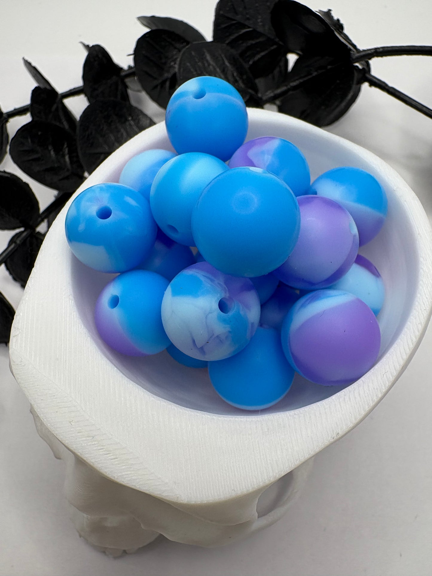 Silicone Blurple Swirl bead, 15mm beads for pens, beading supplies, beading, pvc silicone beads