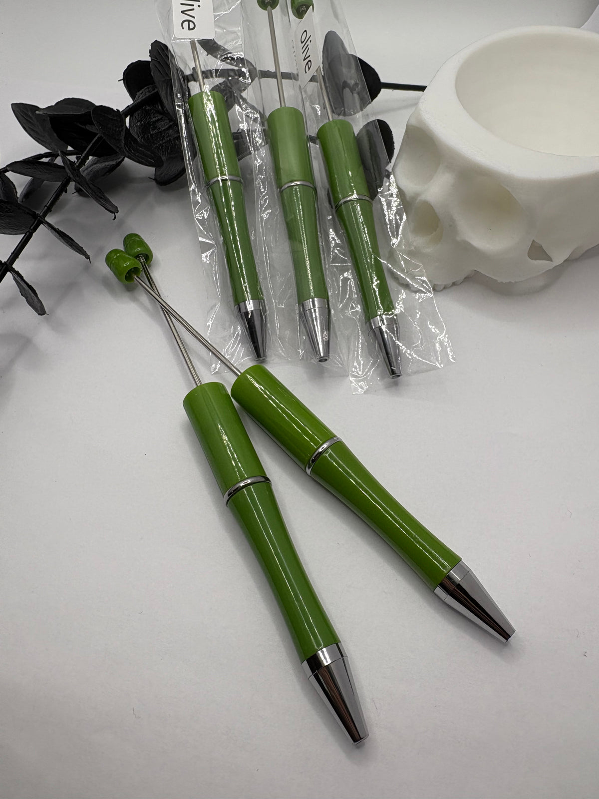 Beadable pen blanks, Beadable black ink, pen for silicone beads, for acrylic beads, pens for crafting, beadable blanks supplies