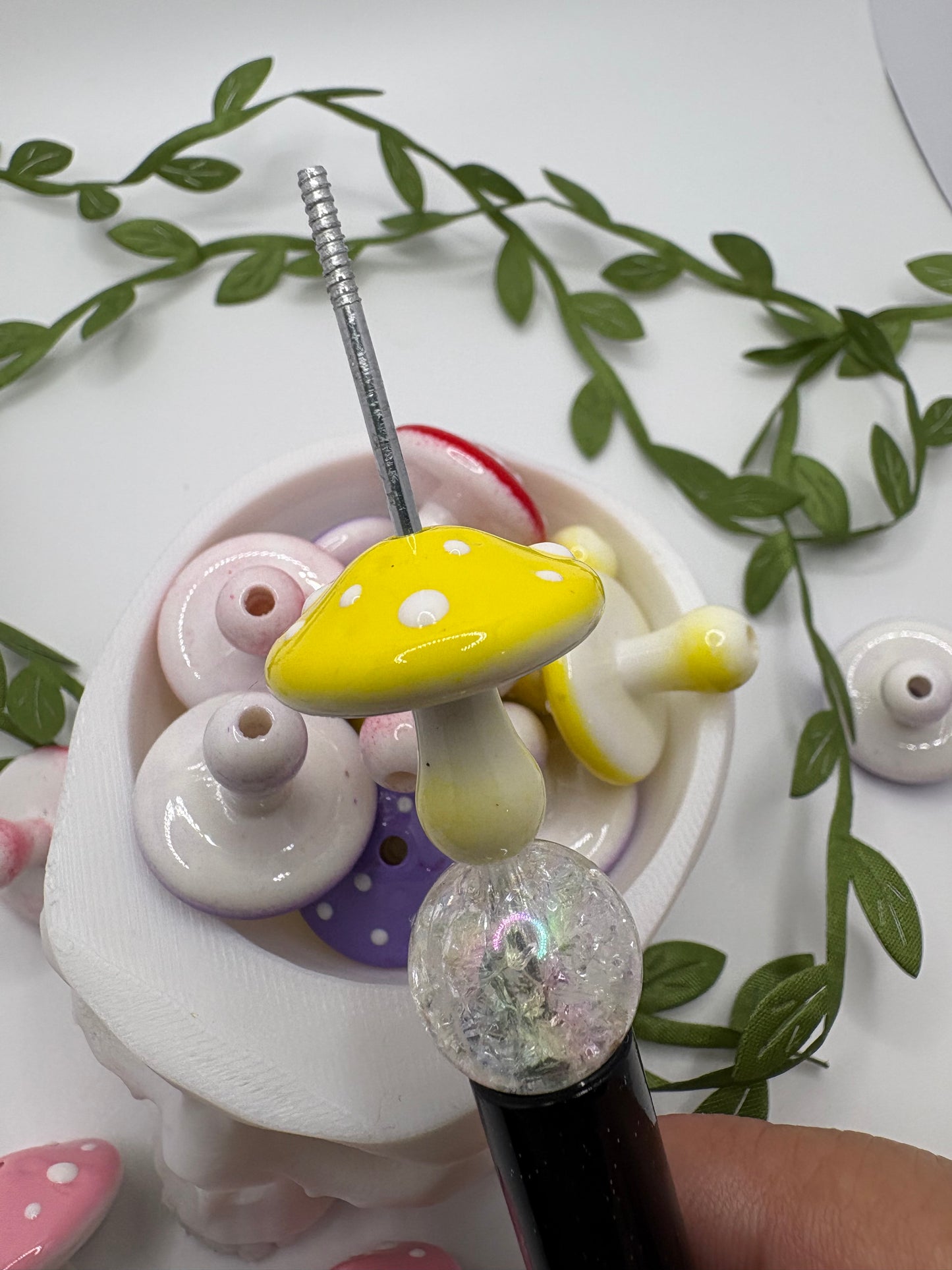3D acrylic mushrooms, cute mushy bead, beads for pens, woodland mushroom, focal bead, crafting bead 22.5mm