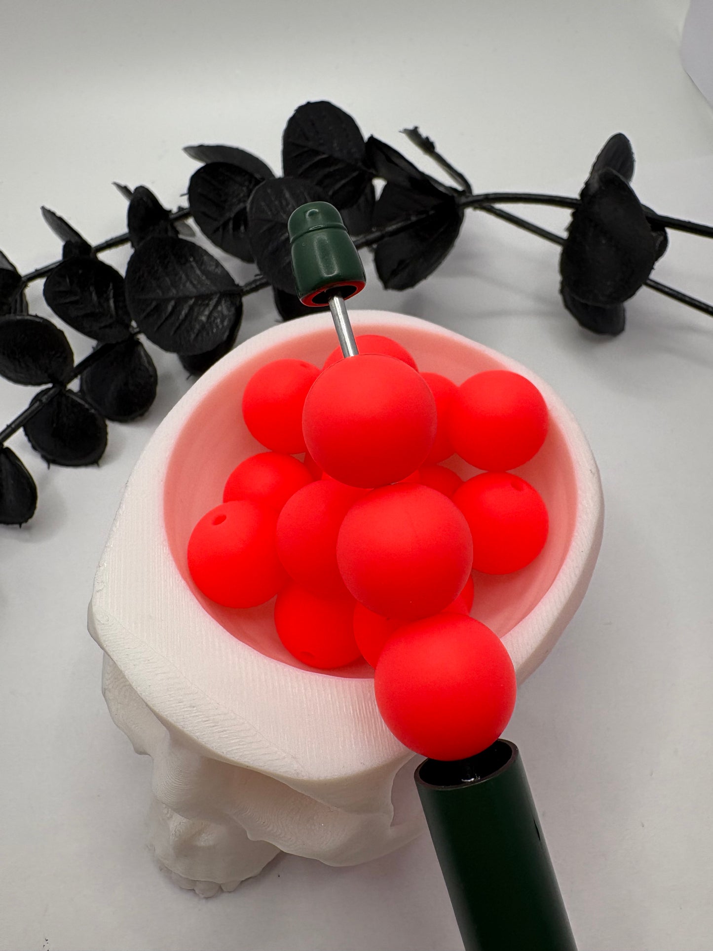 Silicone Bright Pink bead, 15mm beads for pens, beading supplies, beading, pvc silicone beads