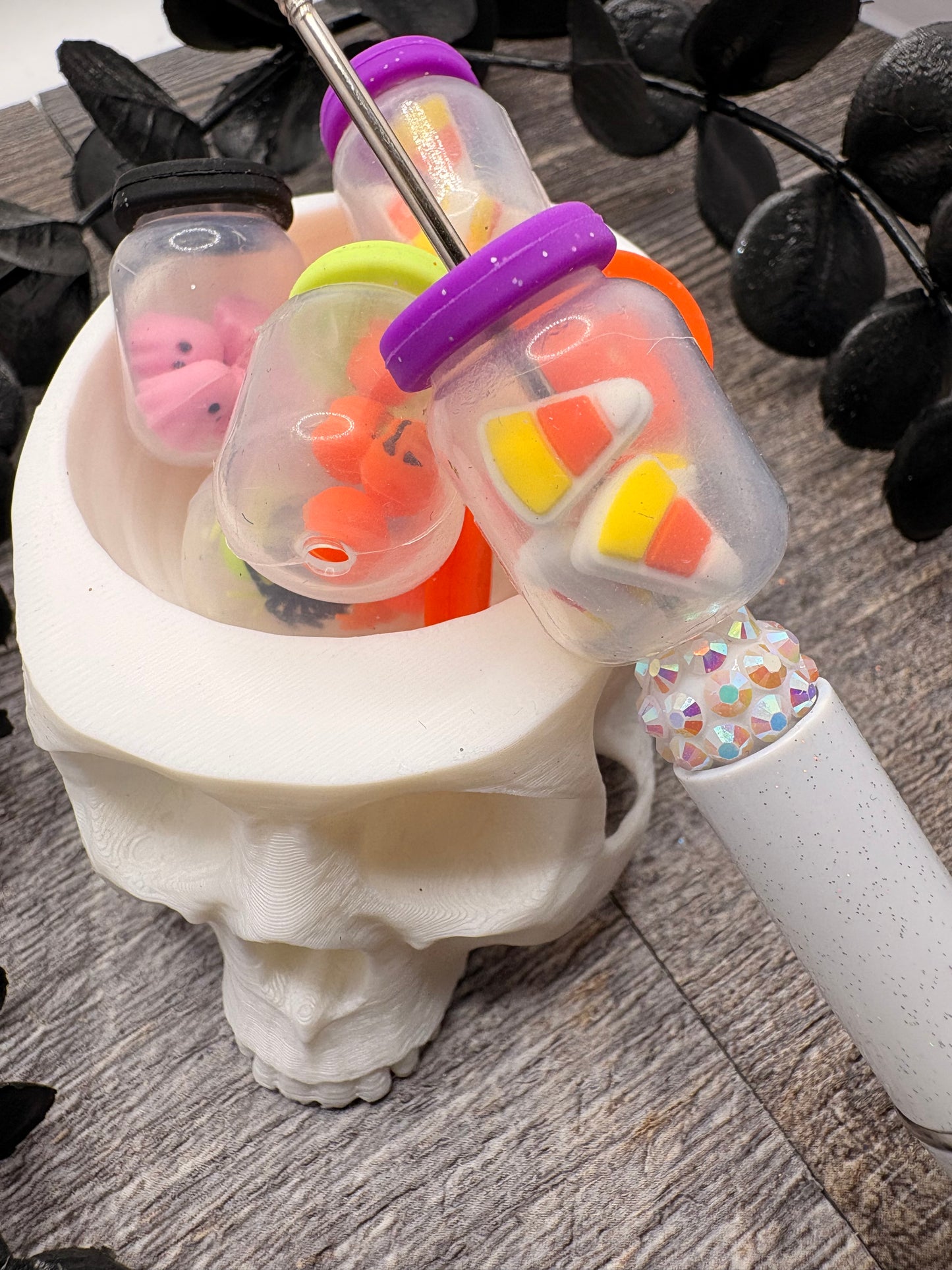 Halloween Jar 3D bead, Silicone focal, silicone bead for pens, crafting beads, supply focal, 26.5mm, 1pc