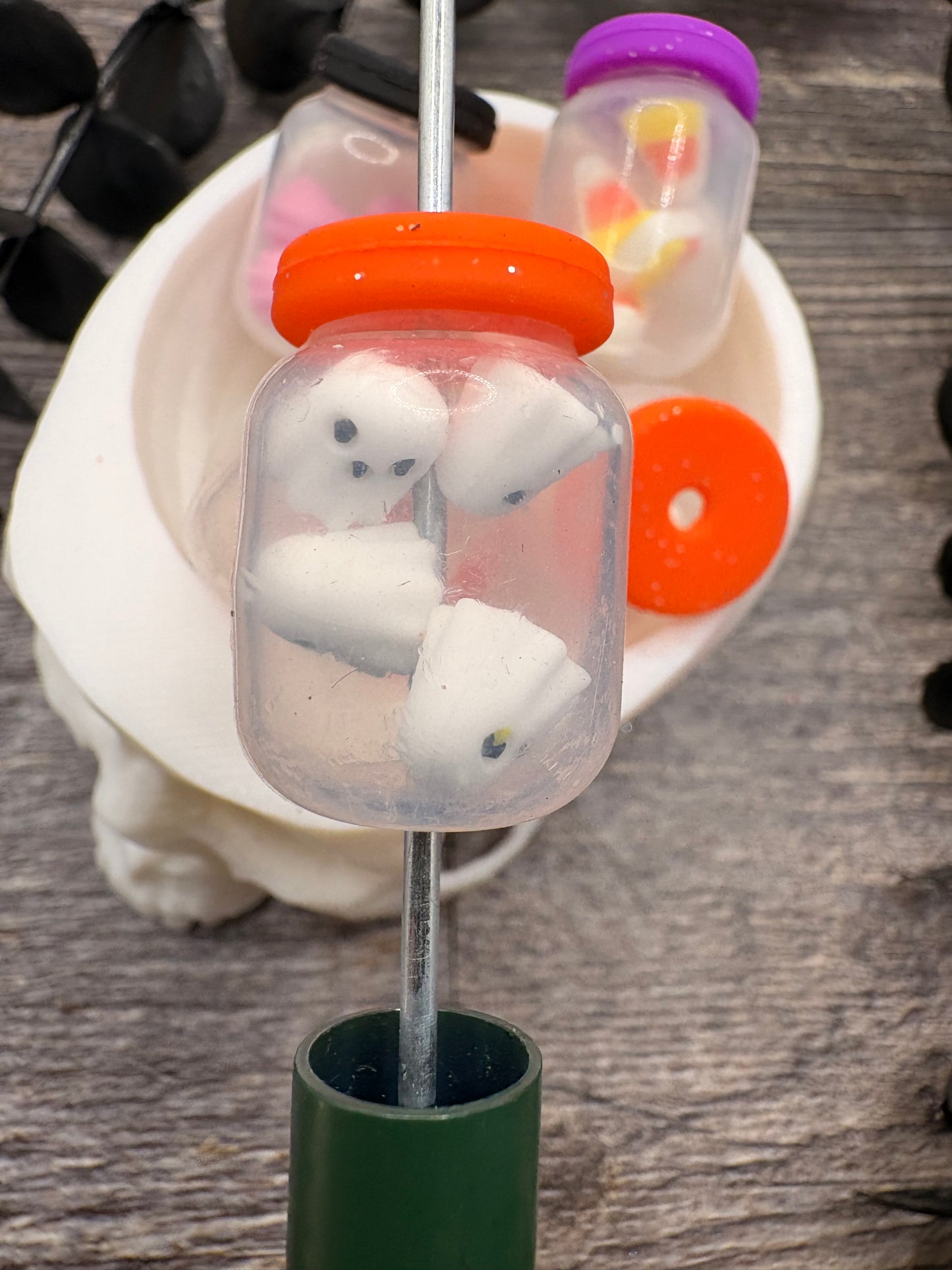 Halloween Jar 3D bead, Silicone focal, silicone bead for pens, crafting beads, supply focal, 26.5mm, 1pc
