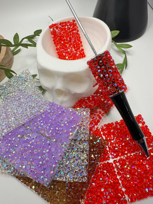 2pc adhesive bling sheets for pens, rhinetone bling sheet, 2pc single sheet use for pen, pen supplies, 40mmx28.5mm