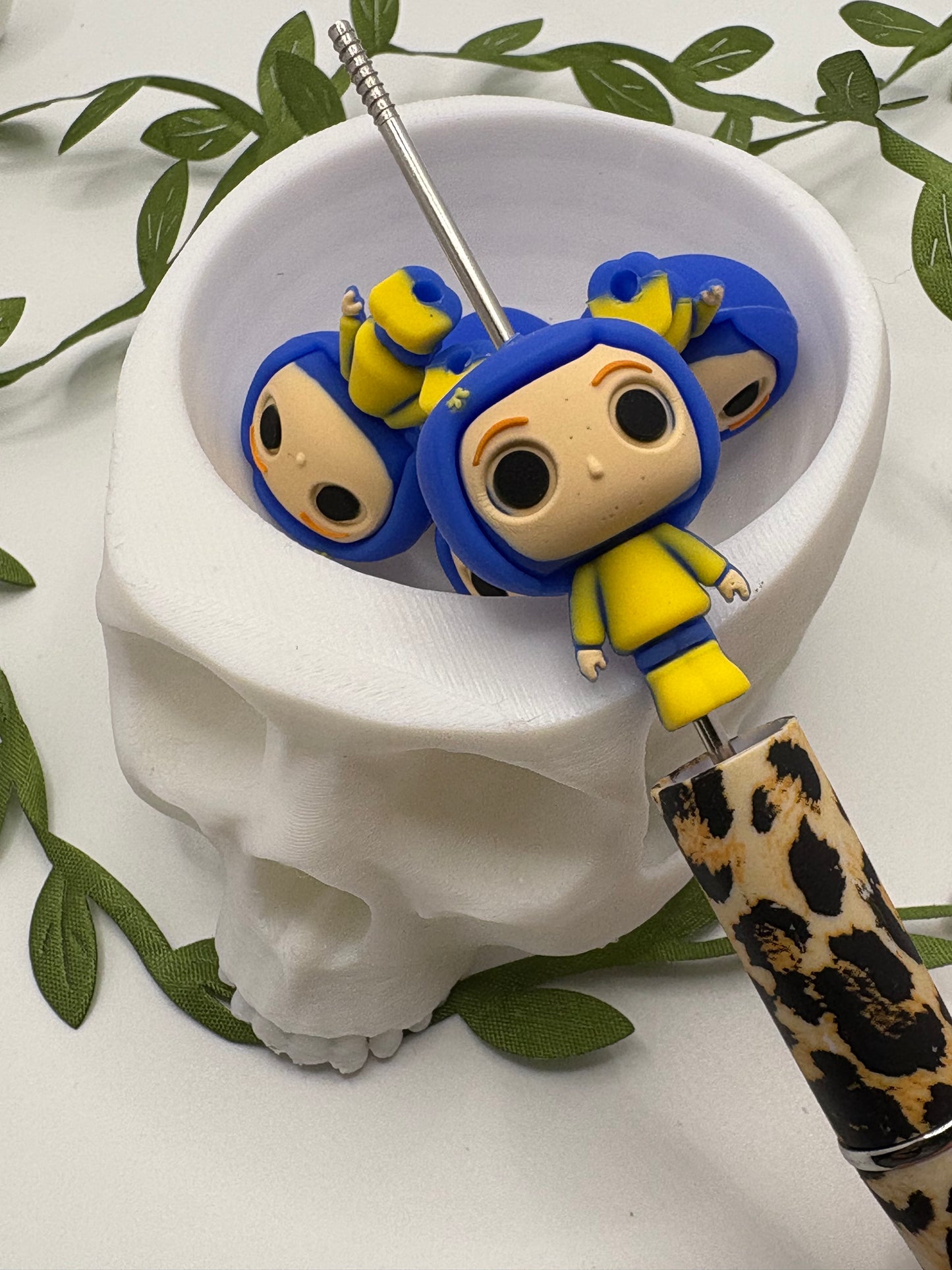 3D Coraline, cute silicone bead, beads for pens,  printed silicone bead, focal bead, 30mm, 1pc