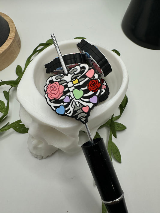 Caged Heart, bead for pens, crafting beads, supplies, focal, supply bead, silicone focal  beadable items,  1pc 28.5mm