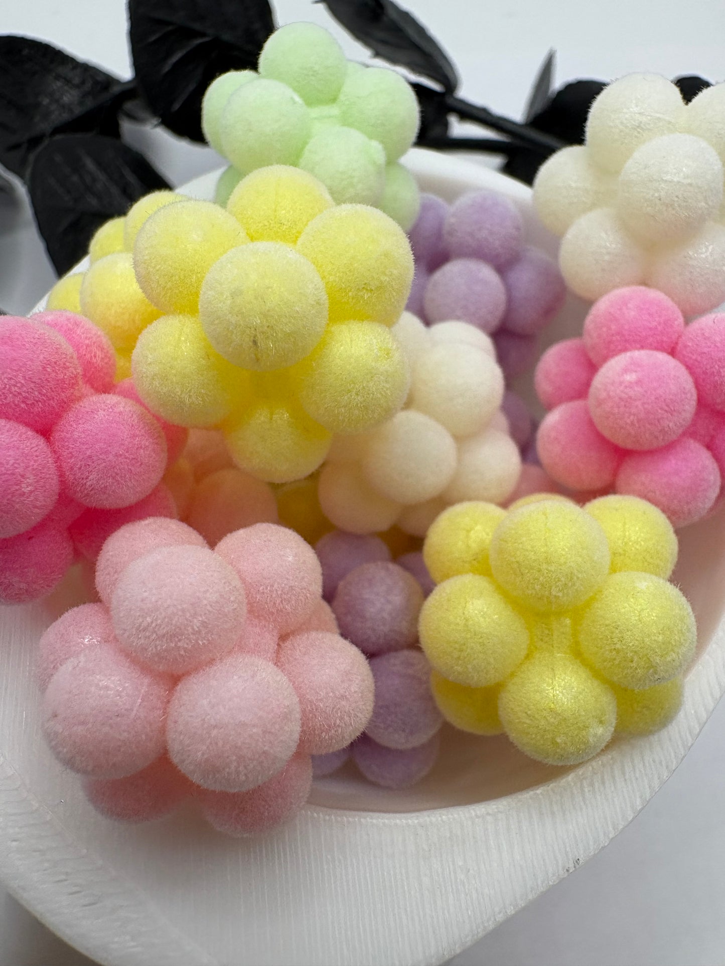 Flocked Bumpy Beads, acrylic fur beads for pens, beading supplies, beading, 16.5mm color mix