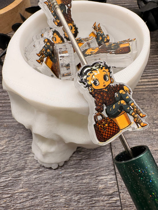 Betty Boop LV bead, acrylic beads for pens, beading supplies, beading, 25.5mm, 1pc