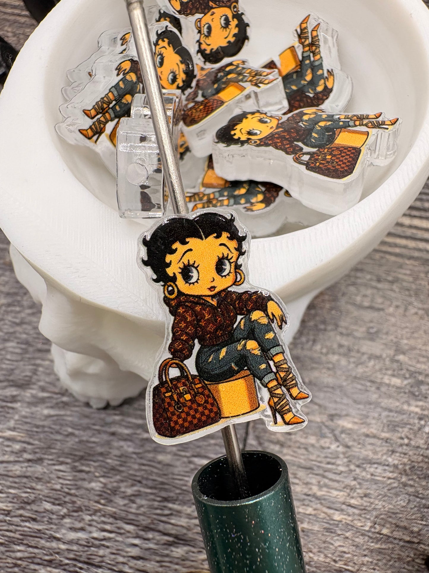 Betty Boop LV bead, acrylic beads for pens, beading supplies, beading, 25.5mm, 1pc