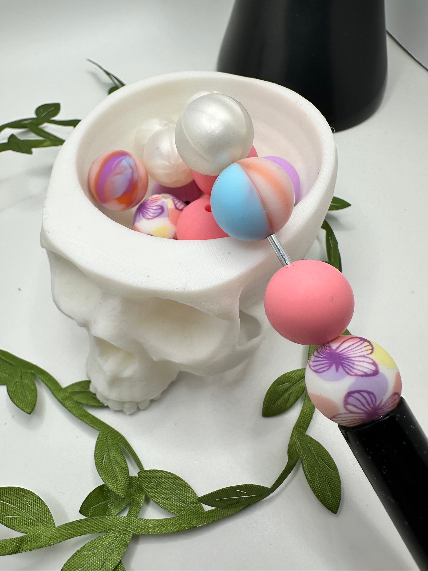 Silicone mixed printed bead, 15mm beads for pens, beading supplies, beading, Spring Passion 10pc mix