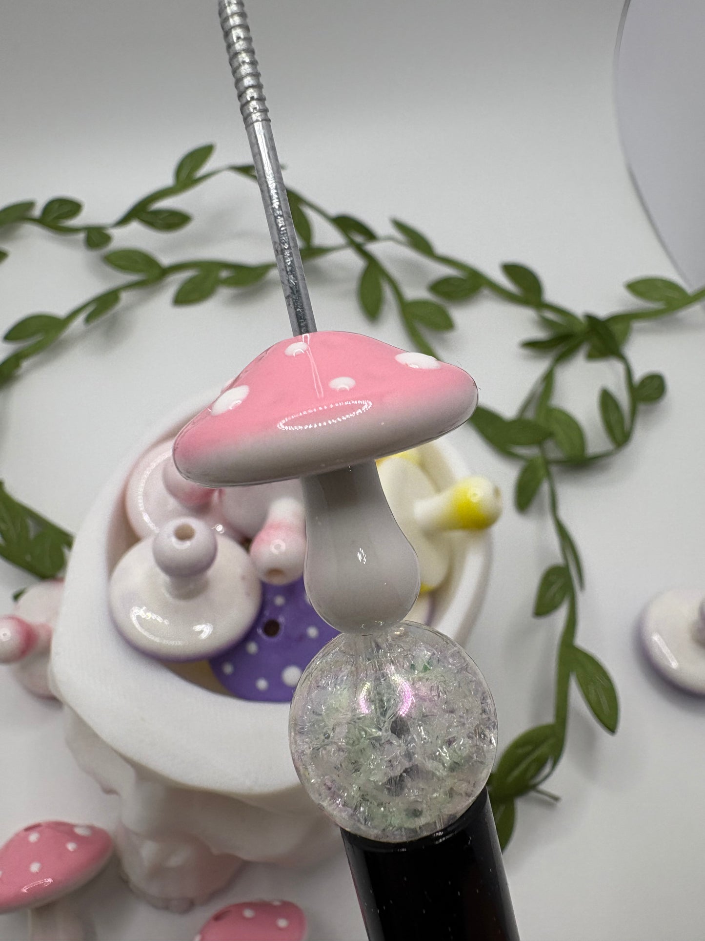 3D acrylic mushrooms, cute mushy bead, beads for pens, woodland mushroom, focal bead, crafting bead 22.5mm