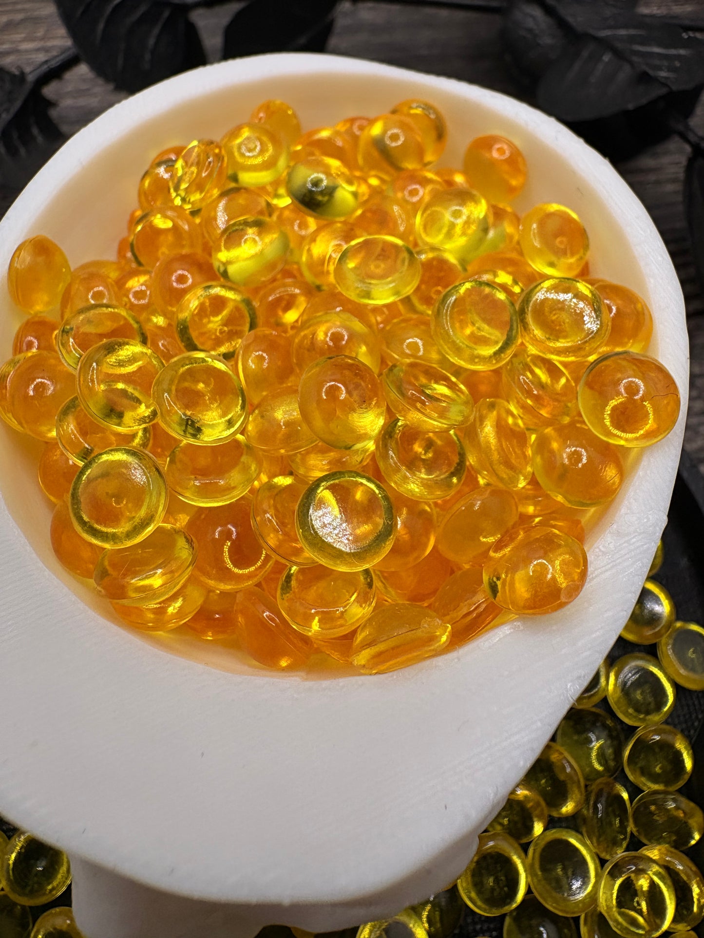 Yellow Transparent: Resin Flatback Half Dome Filler, 2oz Wt.