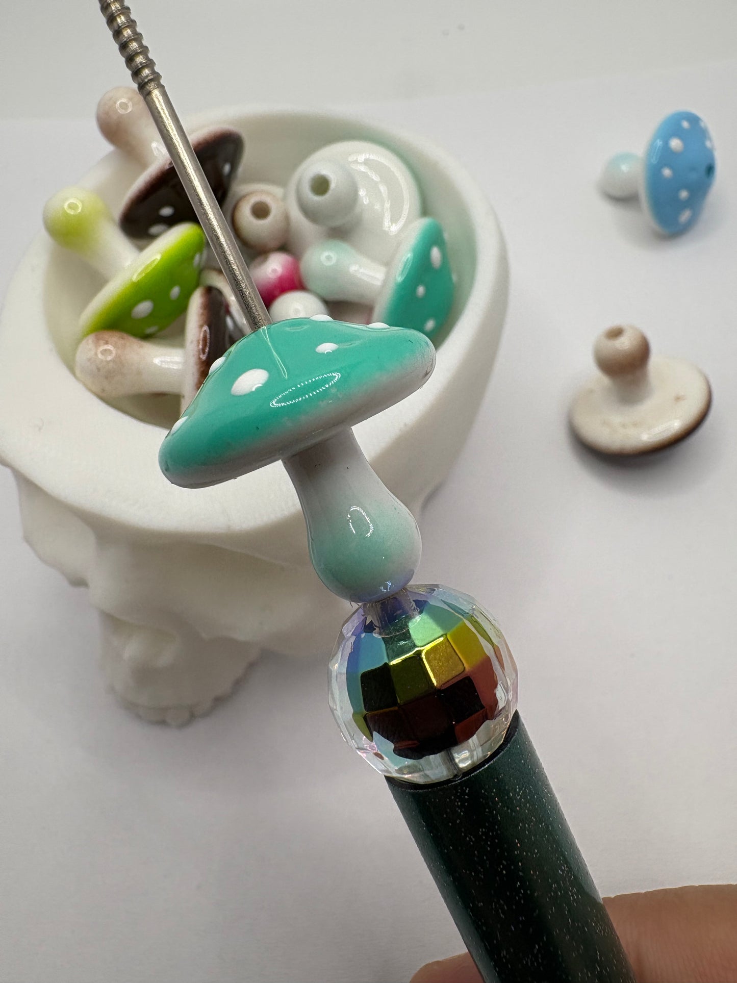 3D acrylic mushrooms, cute mushy bead, beads for pens, woodland mushroom, focal bead, crafting bead 22.5mm