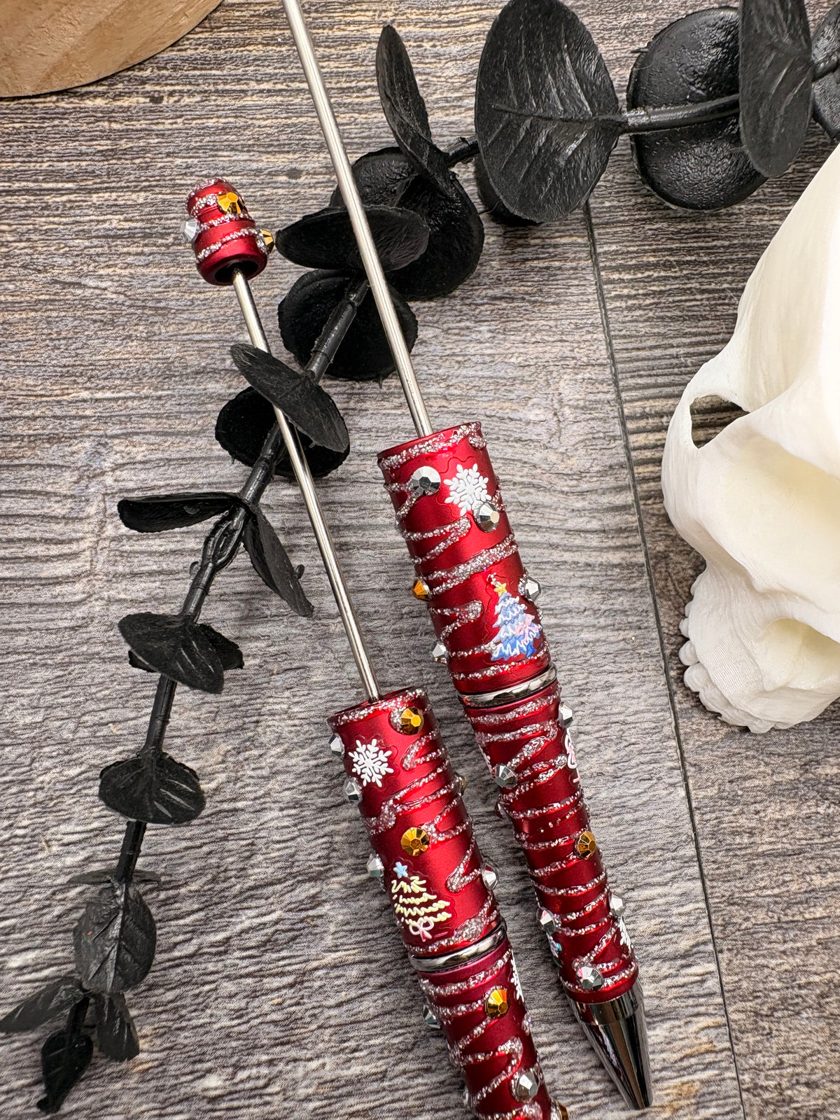 Christmas Bling Pen blank: Beadable black ink, pen for beading crafts
