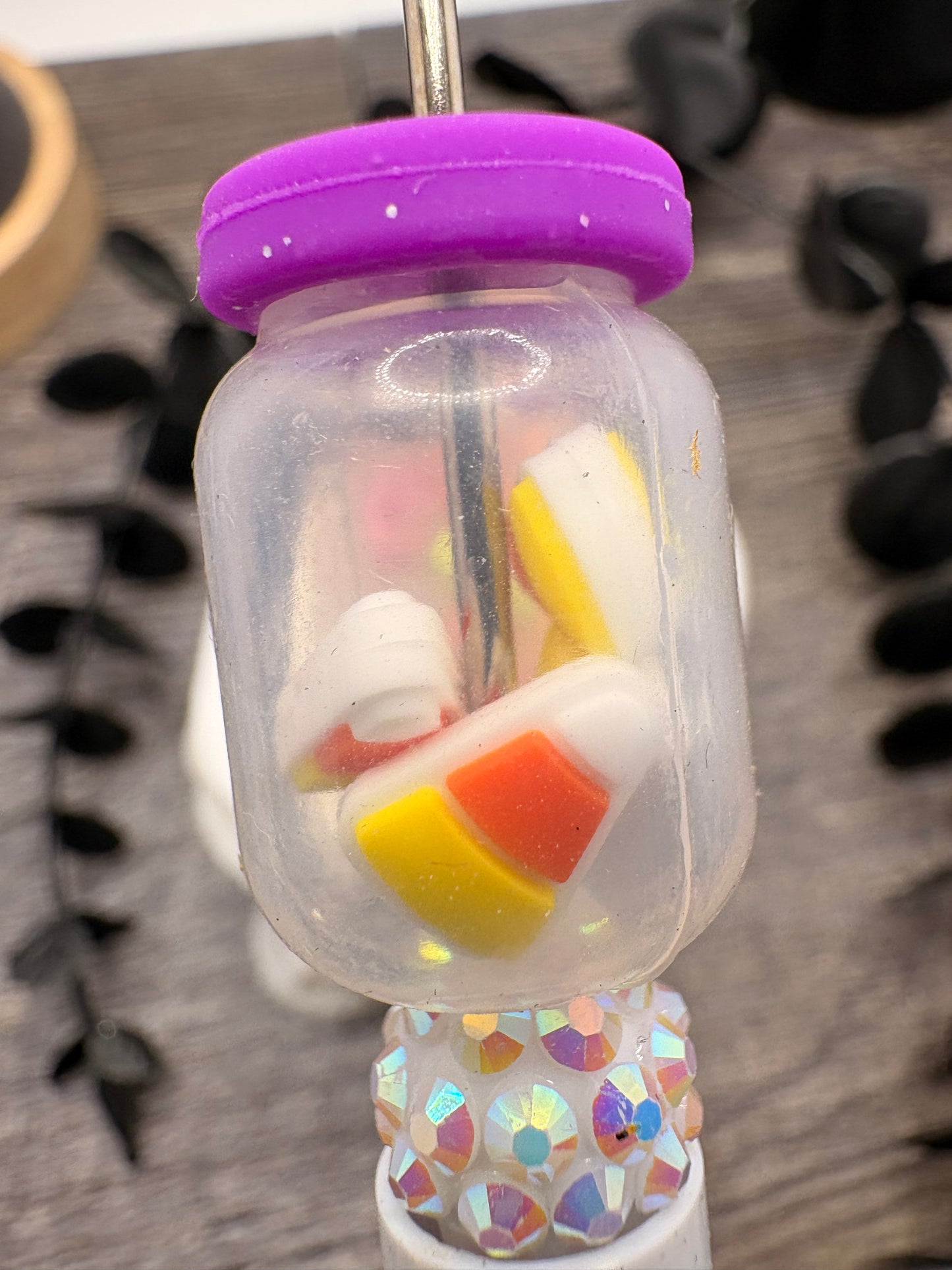 Halloween Jar 3D bead, Silicone focal, silicone bead for pens, crafting beads, supply focal, 26.5mm, 1pc
