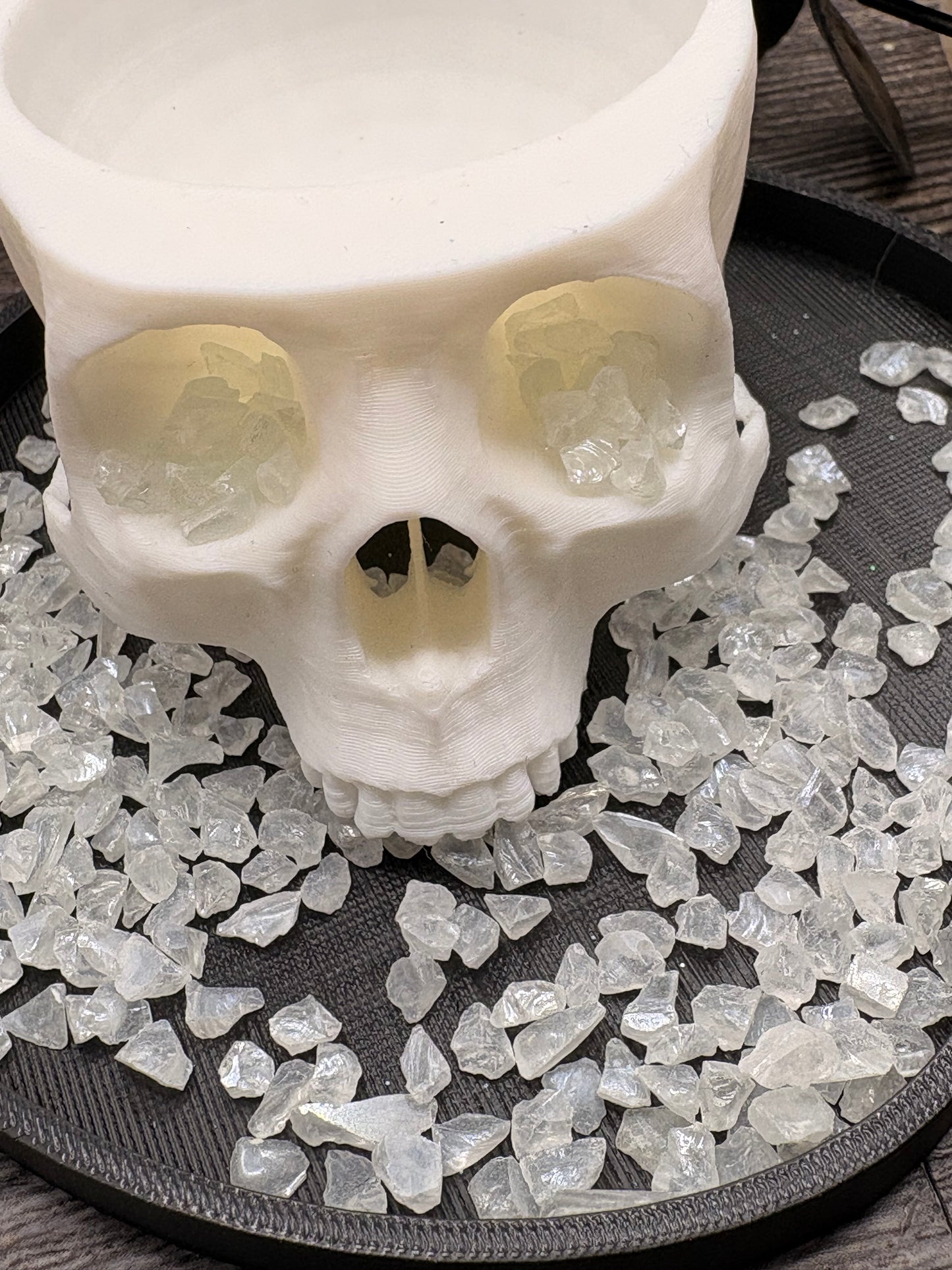 Candy White: UV Activated Blue Glow Crushed glass 1oz Wt. Not edible