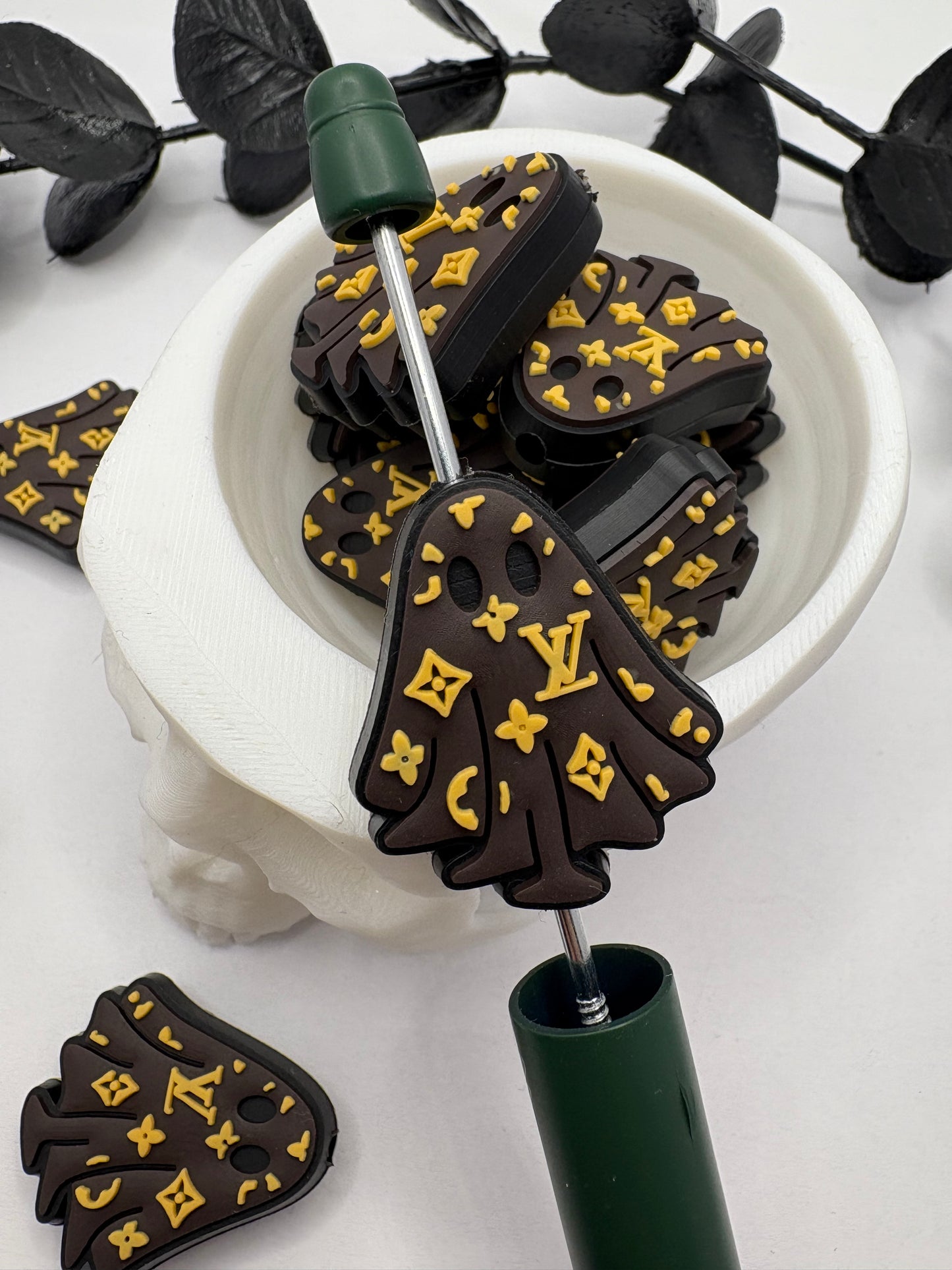 LV Ghost Silicone focal bead, silicone bead, silicone bead for pens, crafting beads, supply, focal, silicone supply bead 29.3mm