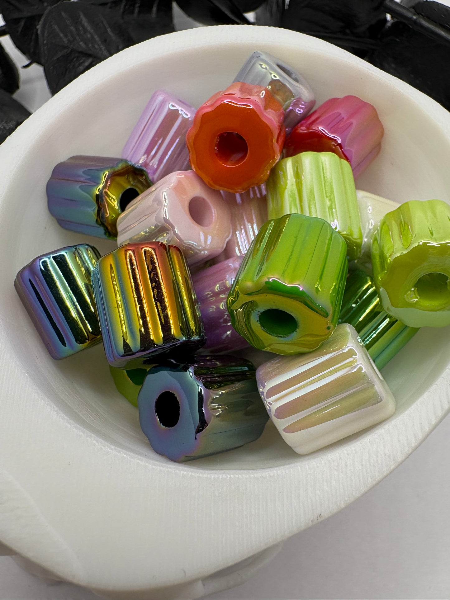 Cylinder tube multi color bead, acrylic 12mm beads for pens, beading supplies, beading, mixed color