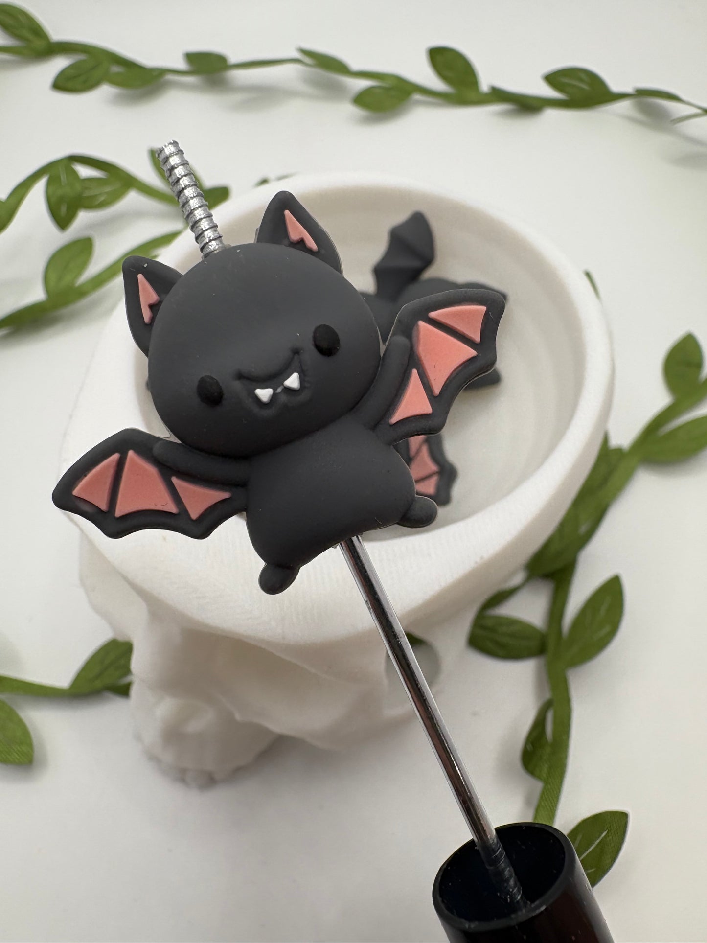 Bat bead 3d, cute silicone bead, beads for pens, printed silicone bead, focal bead, 26.8mm, 1pc